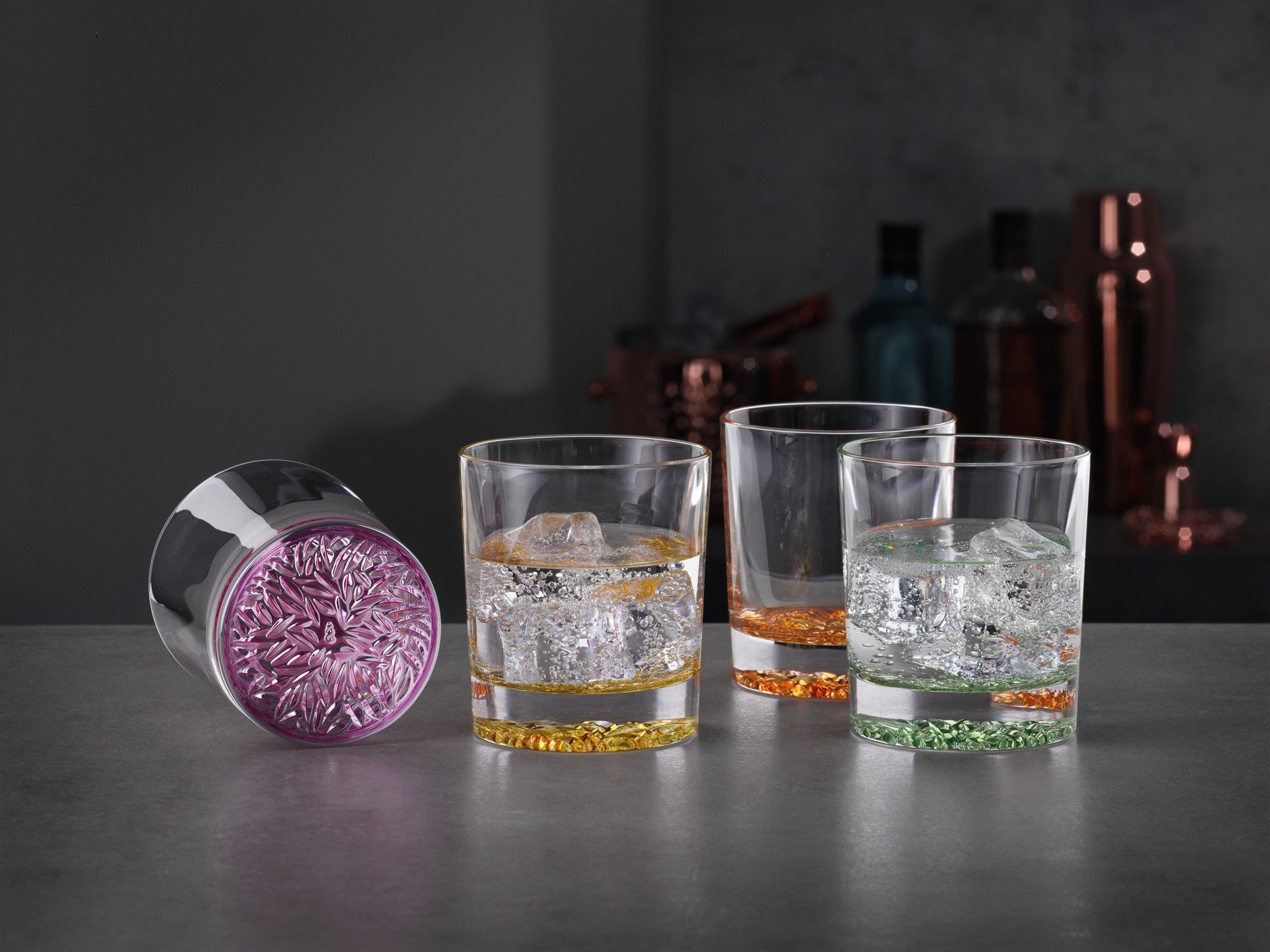 SPIEGELAU Longdrinkglas Spiegelau Whisky Tumbler Lounge 2.0 Colors 4er Set, Kristallglas