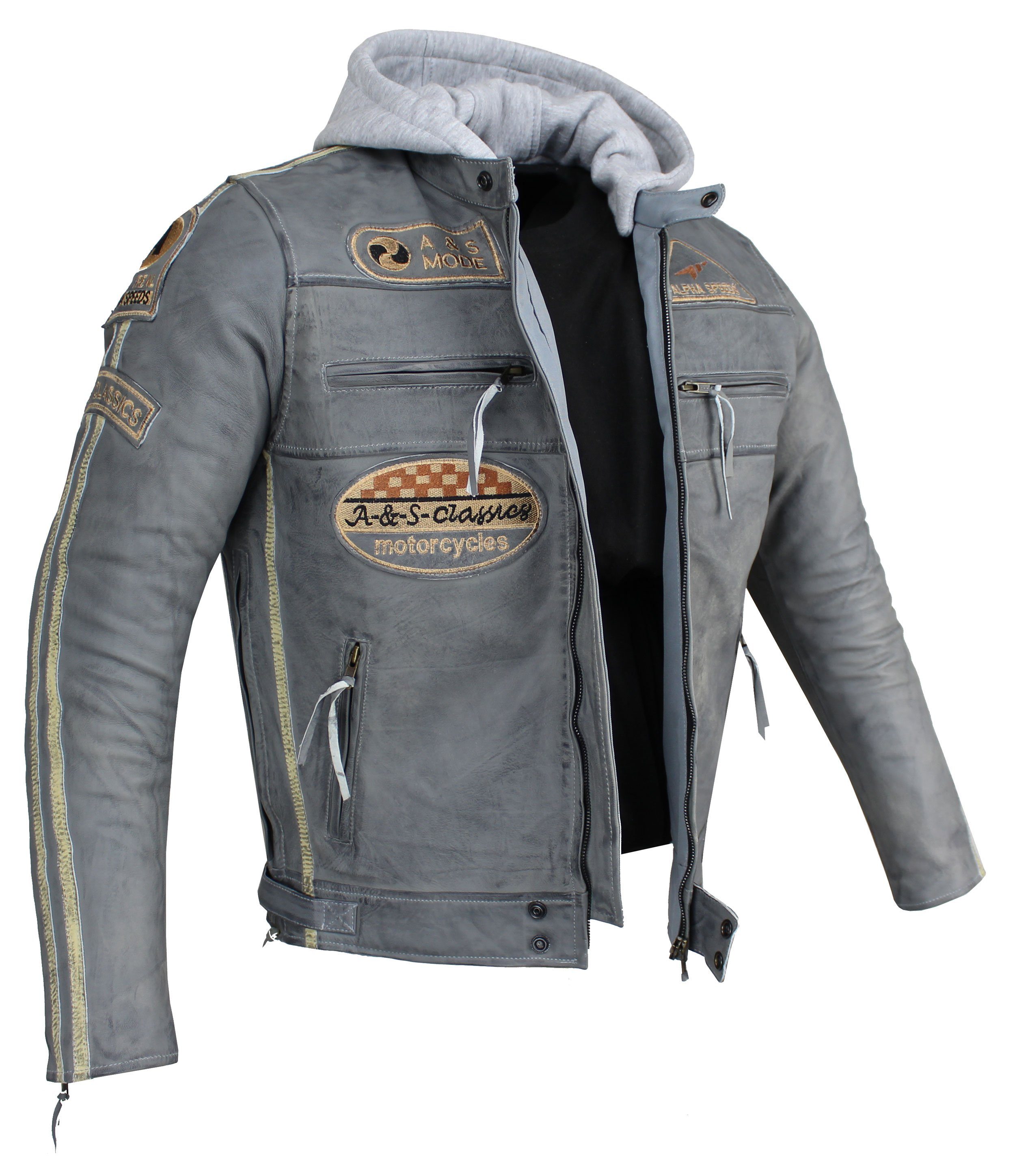 Alpha Speeds Motorradjacke Herren Leder Jacke Biker Freizeit Highway Jacke günstig online kaufen
