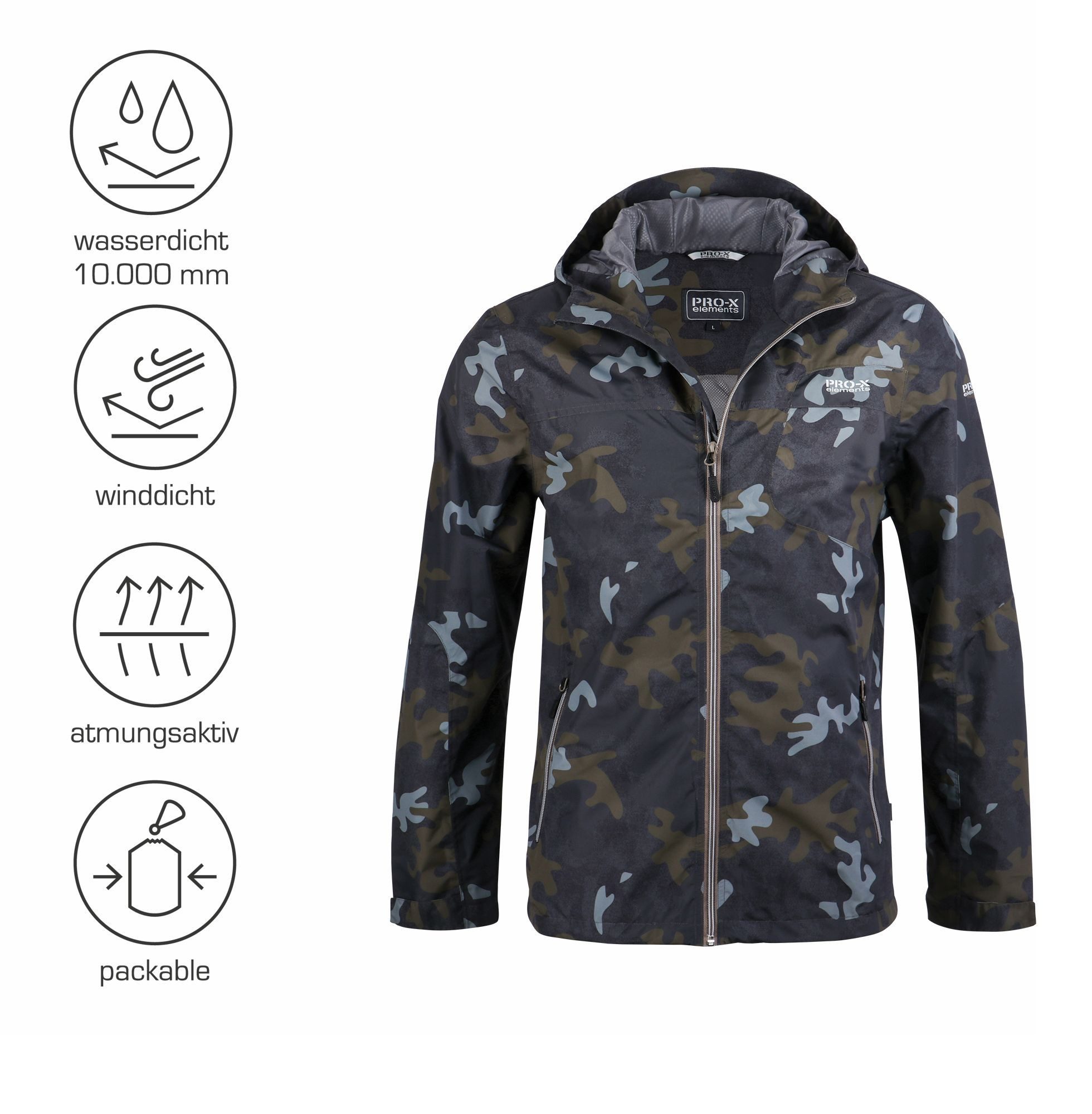 PRO-X ELEMENTS Funktionsjacke CAMOU Wasserdicht