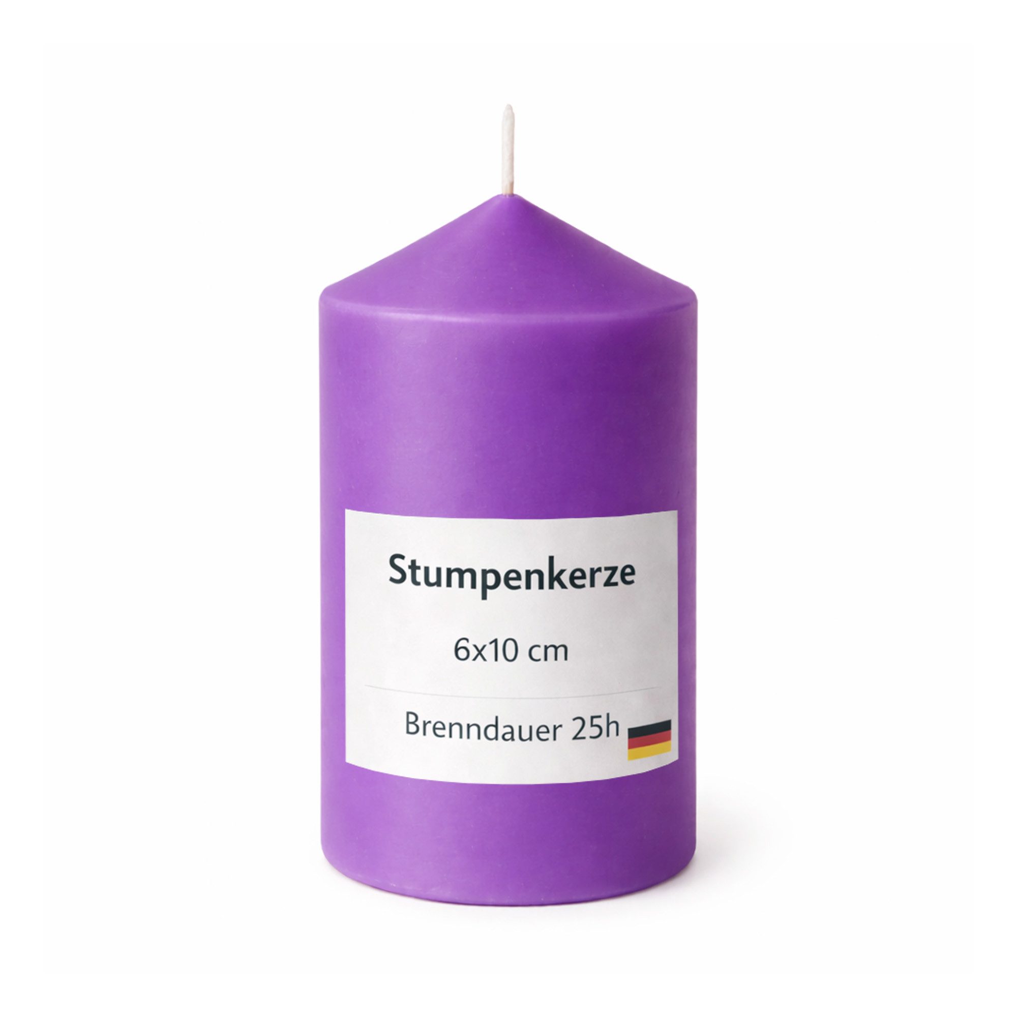 HS Candle Stumpenkerze Ø6cm x 10cm (1-tlg), Wachskerzen, Made in EU, 25h Brenndauer, Baumwolldocht
