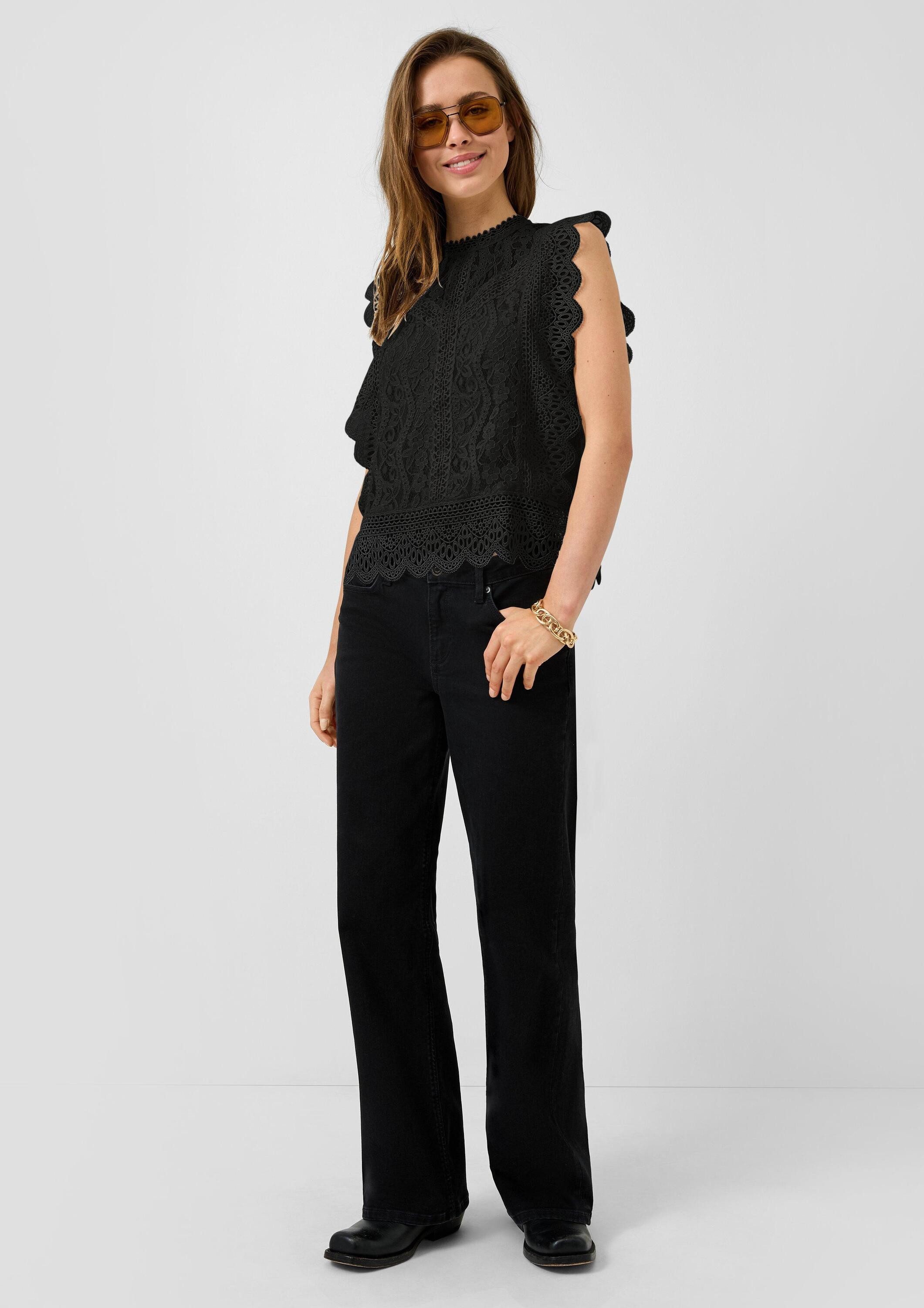QS Blusentop Bluse Blusentop aus Spitze