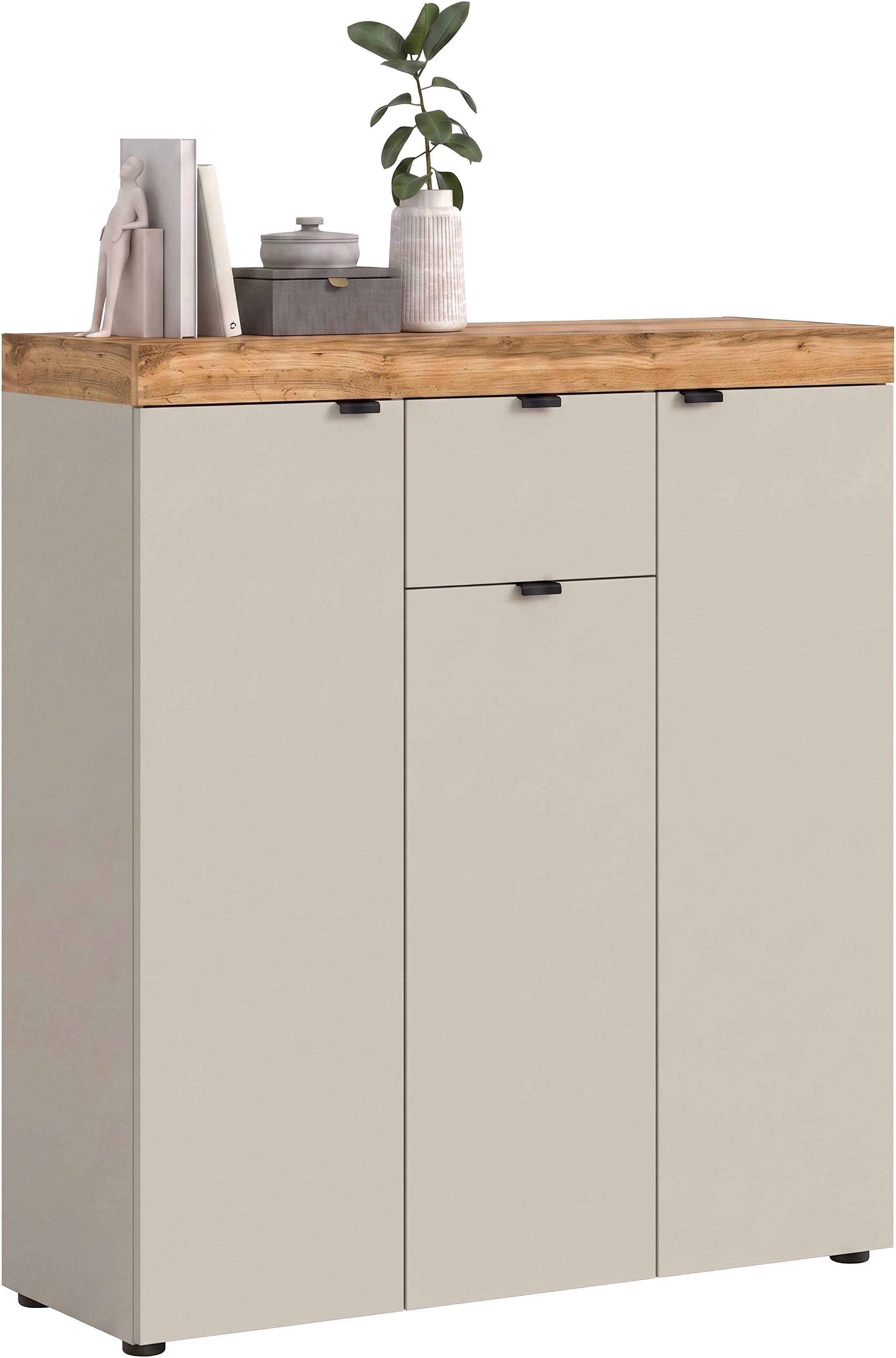 OTTO home Highboard MAMBO II, Breite 105cm, 3 Türen, 1 Schubkasten, 9 Fächer (1 St., 2-farbige Ausführung, in verschiedenen modernen Trendfarben erhältlich), Kommode, Sideboard, Wohnzimmer, Schlafzimmer