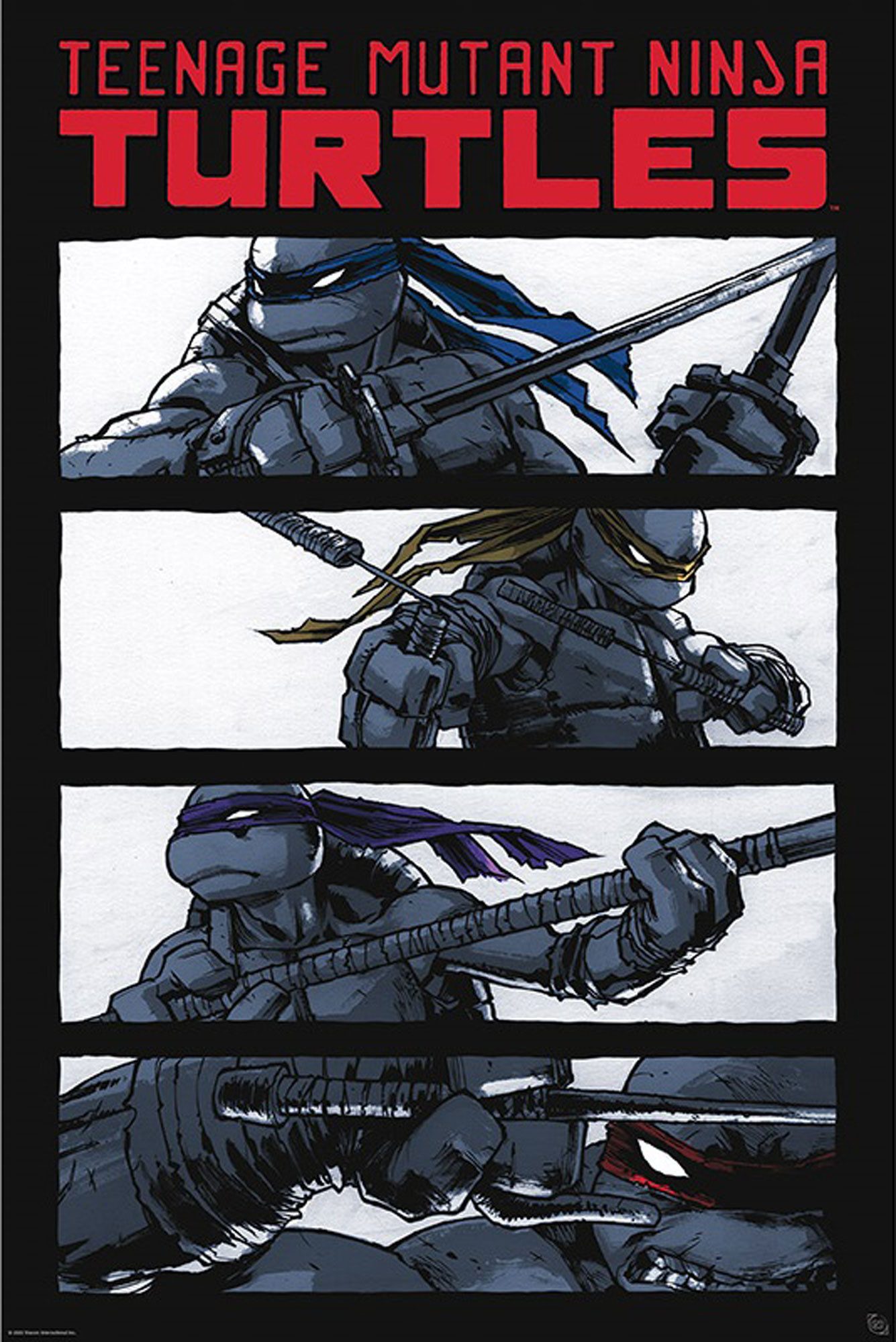 Poster TMNT - Poster - Comics black & white + Zusatzartikel