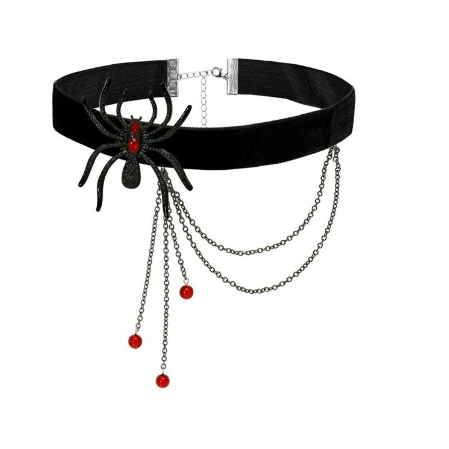 Kostüm Halsband Spinne mit Strass, Schwarz Rot