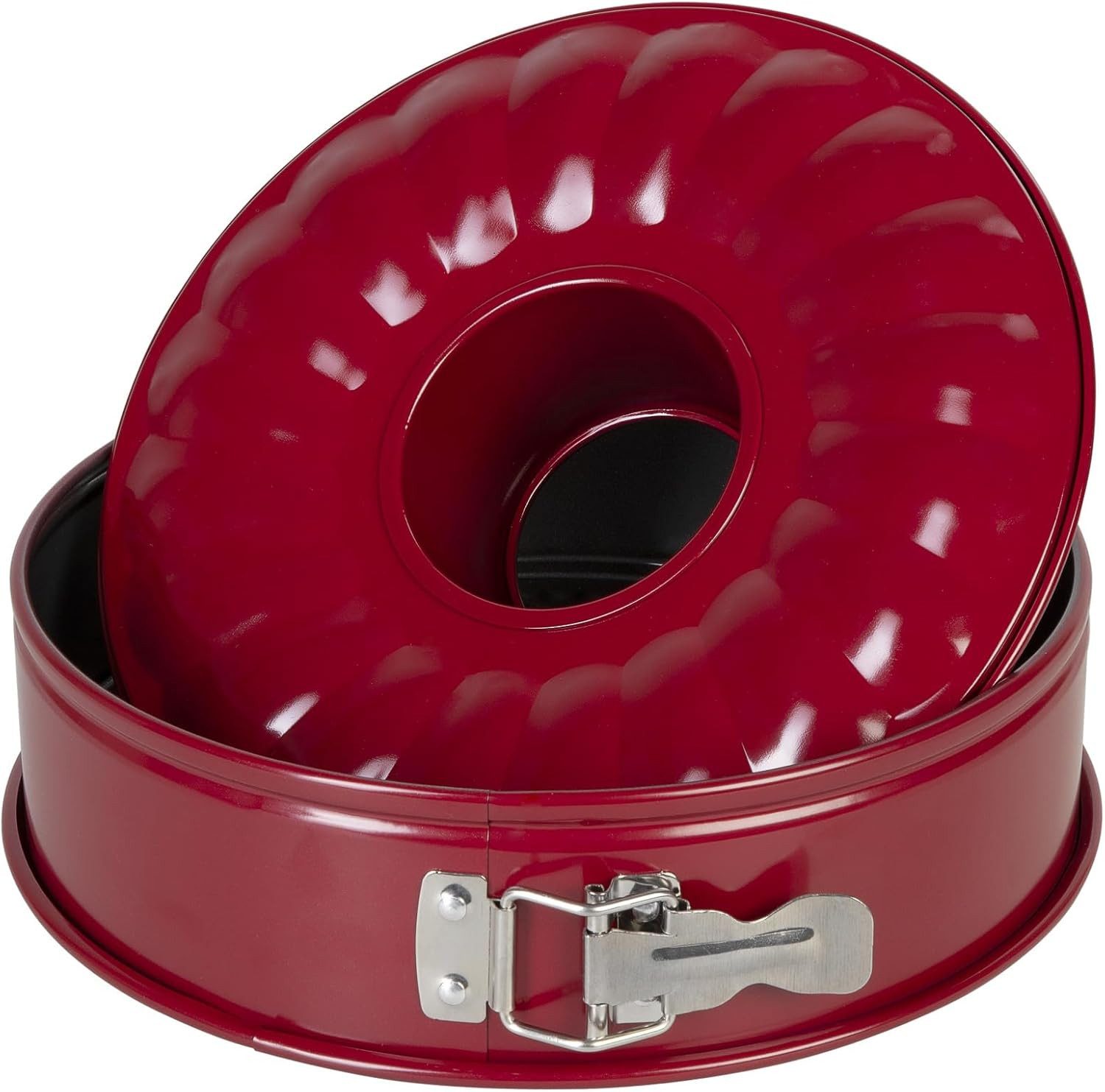 Wenco Springform Ø 26 cm, runde Kuchenform mit Flachboden, (3-tlg), auslaufsicher, sehr gute Antihaftbeschichtung, rot