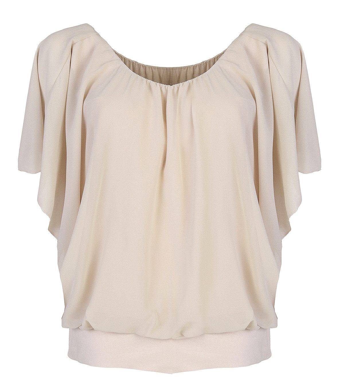 CLEO STYLE Chiffonbluse Damen Bluse 661 36-40 Beige günstig online kaufen