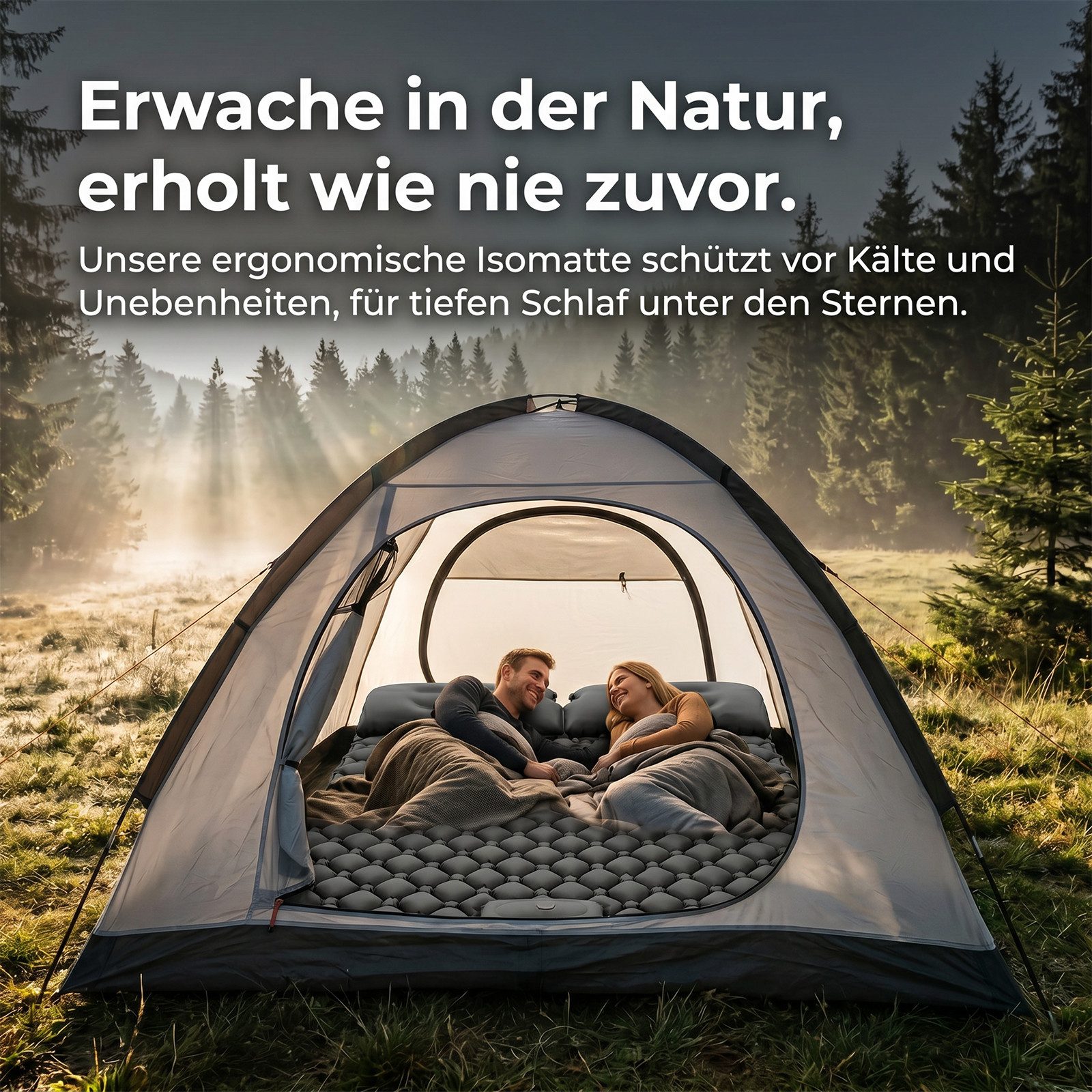 AKKEE Isomatte Campingmatte mit Kissen, Isomatte Outdoor, 2 Personen, Selbstaufblasend, Isomatte Ultraleicht, Isomatte Camping Outdoor – Bild 3 von 5