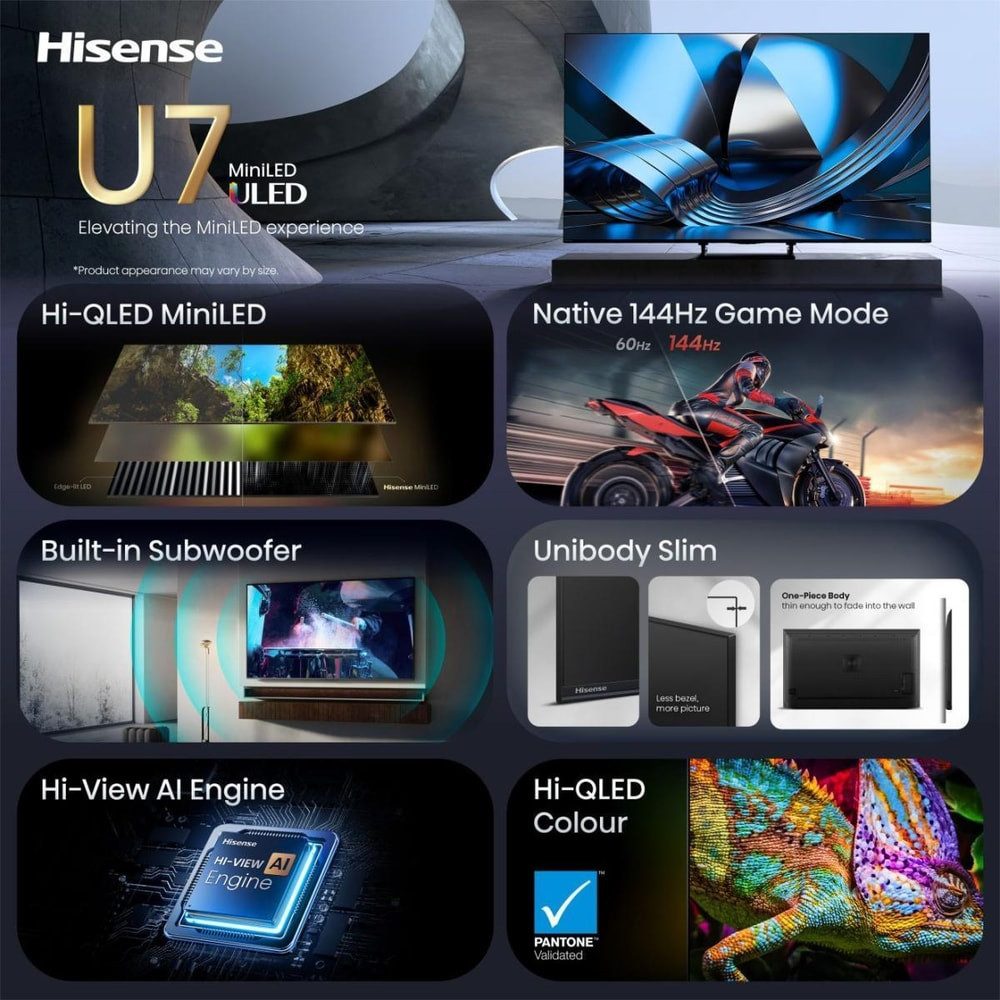 Hisense 55U7SE Mini-LED-Fernseher (55 Zoll, 4K Ultra HD)