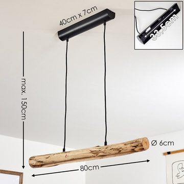 hofstein Pendelleuchte »Licata« dimmbare Hängelampe aus Metall/Holz in Schwarz/Natur, 3000 Kelvin, Holzbalken, 1245 Lumen, dimmbar o. Zubehör über Lichtschalter