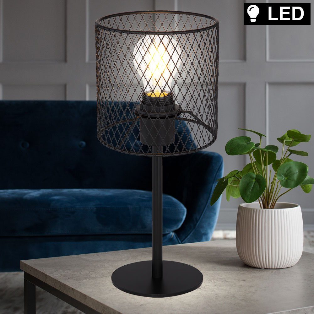Wohn Warmweiß, Tisch Lampe LED Schreib inklusive, Lampe Geflecht Leuchtmittel Filament Nacht Tischleuchte, etc-shop