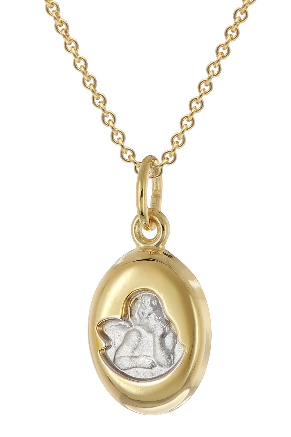 trendor Kette mit Anhänger Engel-Anhänger Gold 333/8K Mit Vergoldeter Silberkette