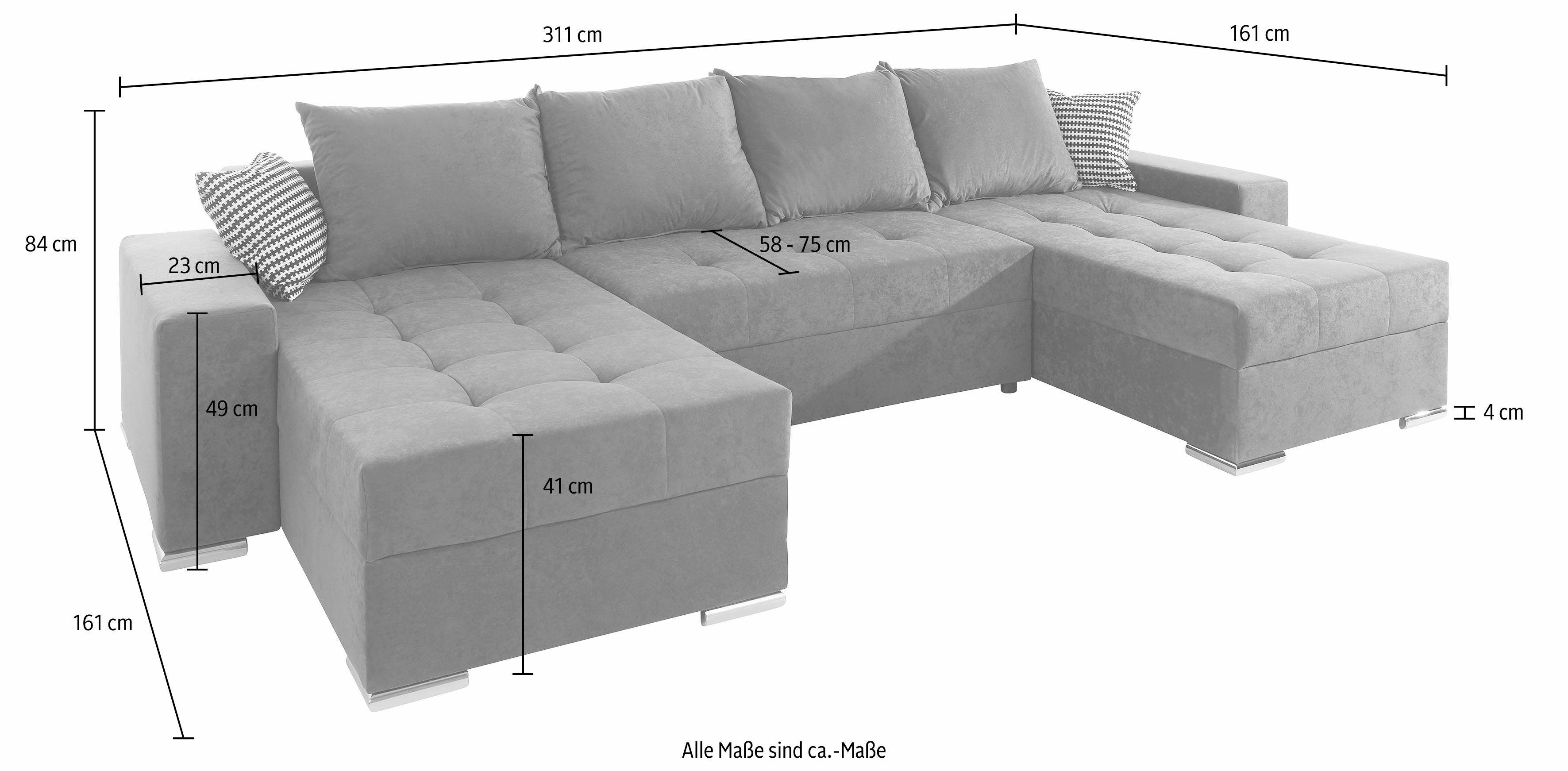 8. Bild von COLLECTION AB Wohnlandschaft, mit 2 XL-Recamieren, Bettfunktion und Bettkasten und lose Zierkissen