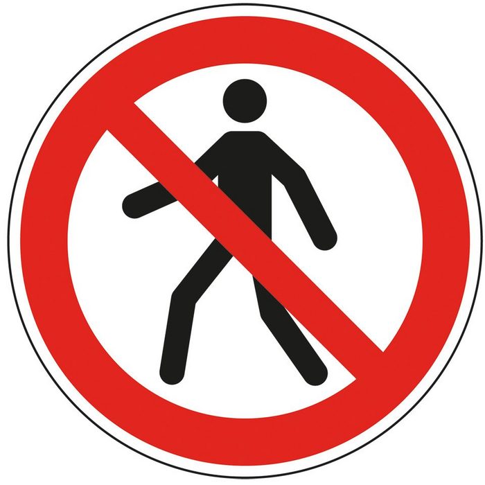 König Werbeanlagen Hinweisschild Schild I Verbotsschild Für Fußgänger verboten Kunststoff Ø 200mm ASR A1.3 DIN EN ISO 7010 P004