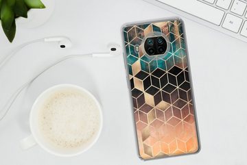 MuchoWow Handyhülle Abstrakt - Würfel - Gold - Muster - Luxus, Phone Case, Handyhülle Xiaomi Mi 10T Lite, Silikon, Schutzhülle