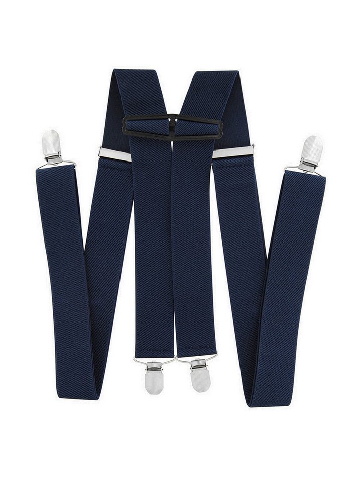 axy Hosenträger Herren Hosenträger 4 Stabile Clips H-Form einfarbig 3,5cm Breit verstellbar und elastisch 120cm Lang