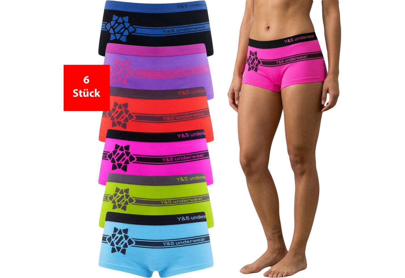 Fashionschmiede Panty Damen Pantys Mikrofaser Unterwäsche 6er & 12er Pack Hipster Slips bunt (Spar-Set, 6-St., 6er Pack) Keine störenden oder kratzenden Zettel auf der Haut.
