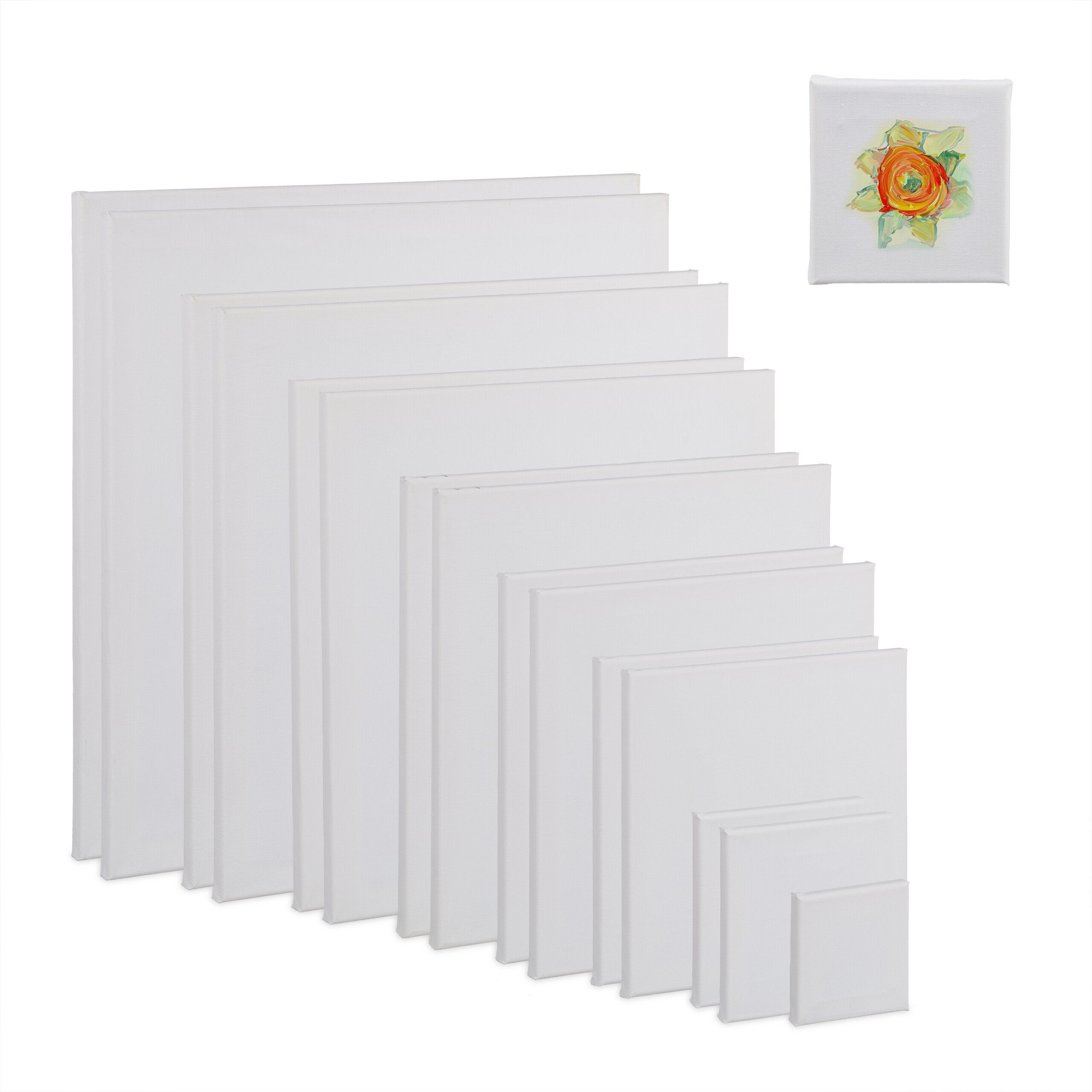 relaxdays Leinwand quadratisch 16er Set