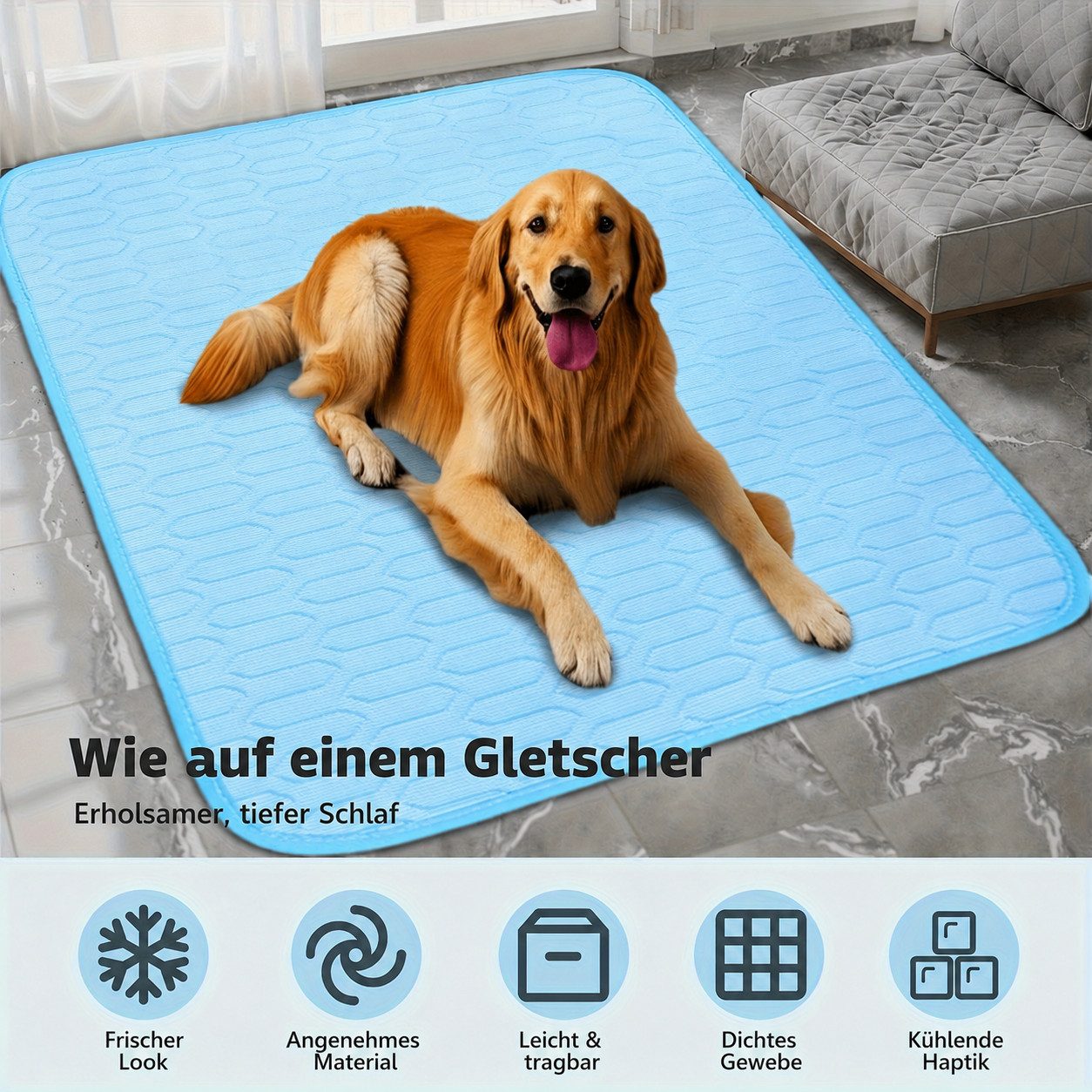 Srvillg Hundematte Hundekühlmatte Extra Groß, Automatische Kühlmatte für Hunde