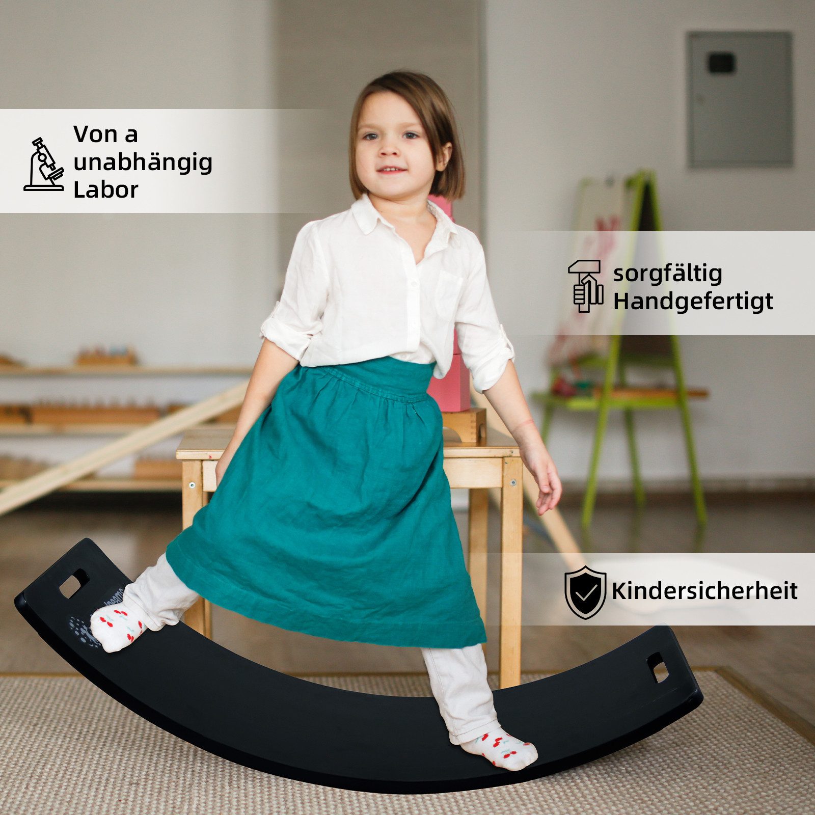 CCLIFE Balanceboard Balance Board Kinder Holz Balancierbrett Montessori Spielzeug