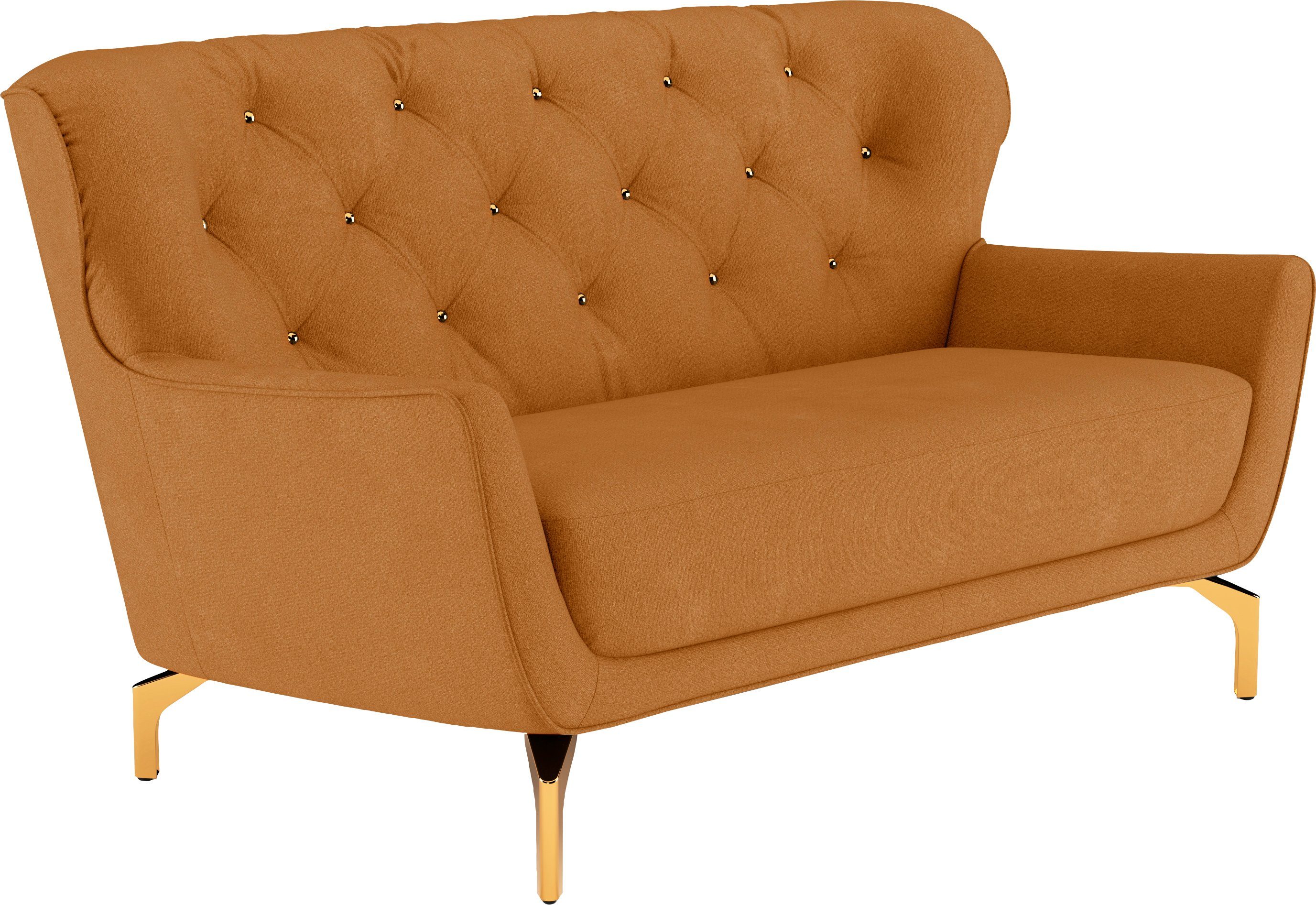 sit&more 2-Sitzer Orient 3, inkl. 2 Zierkissen mit Strass-Stein, goldfarbene Metallfüße