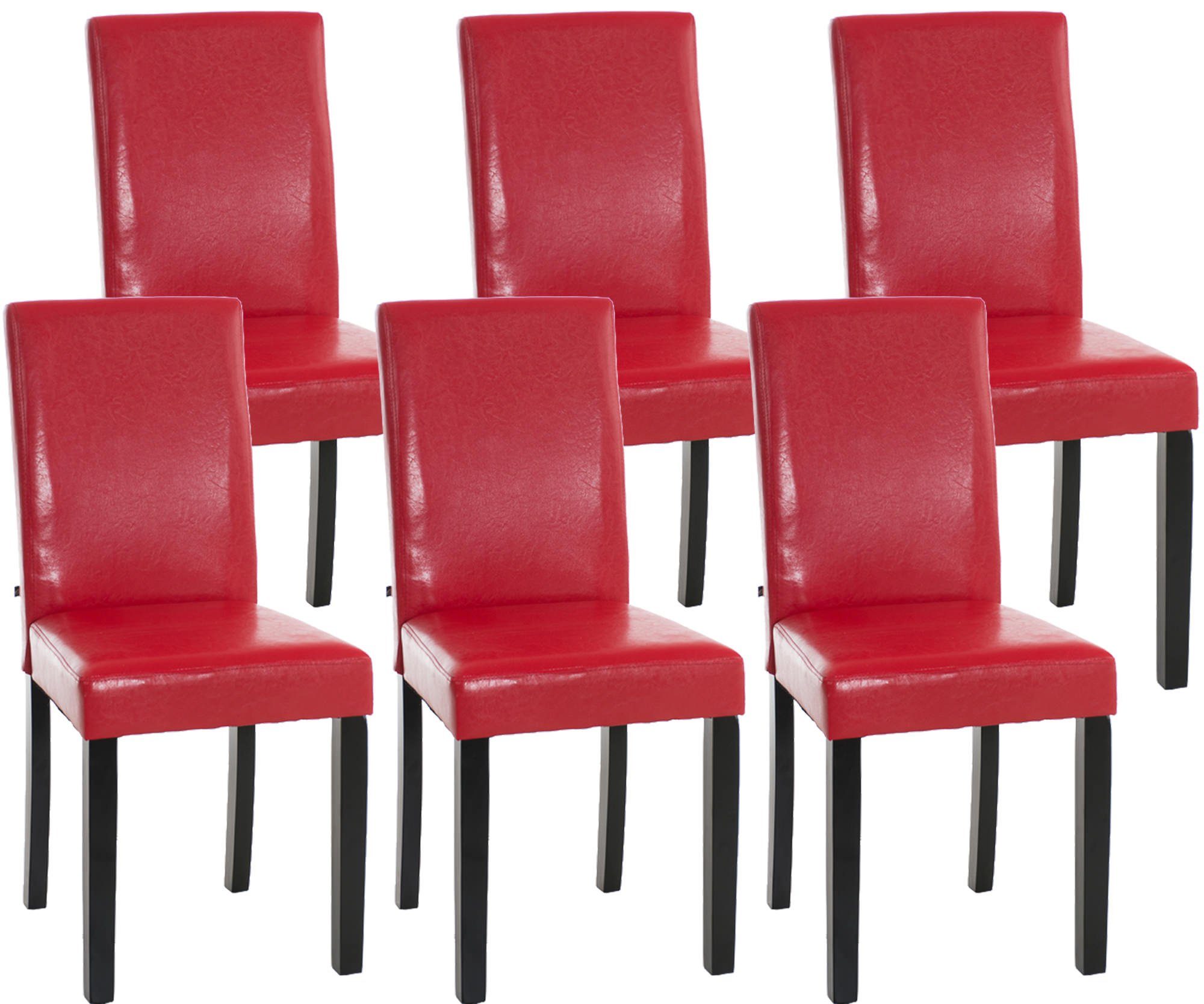Von internationalen Prominenten bevorzugt CLP Esszimmerstuhl Ina (6er Set), rot schwarz Kunstleder