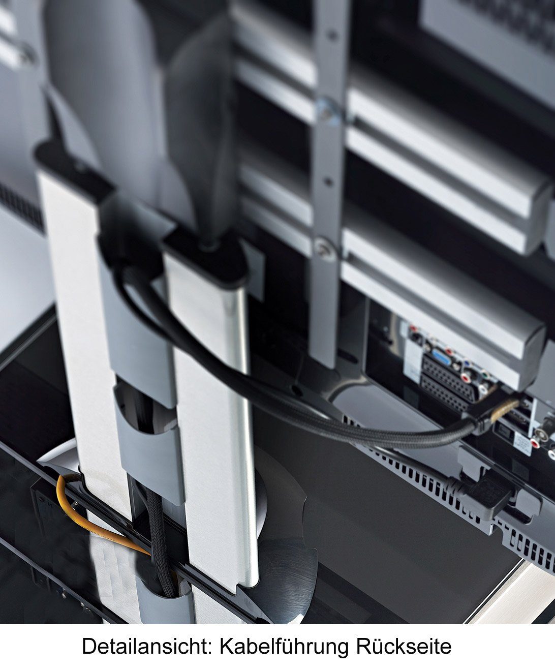 VCM TV-Ständer TV Standfuß Ständer Rack Alu Glas Rollen Blino ZW