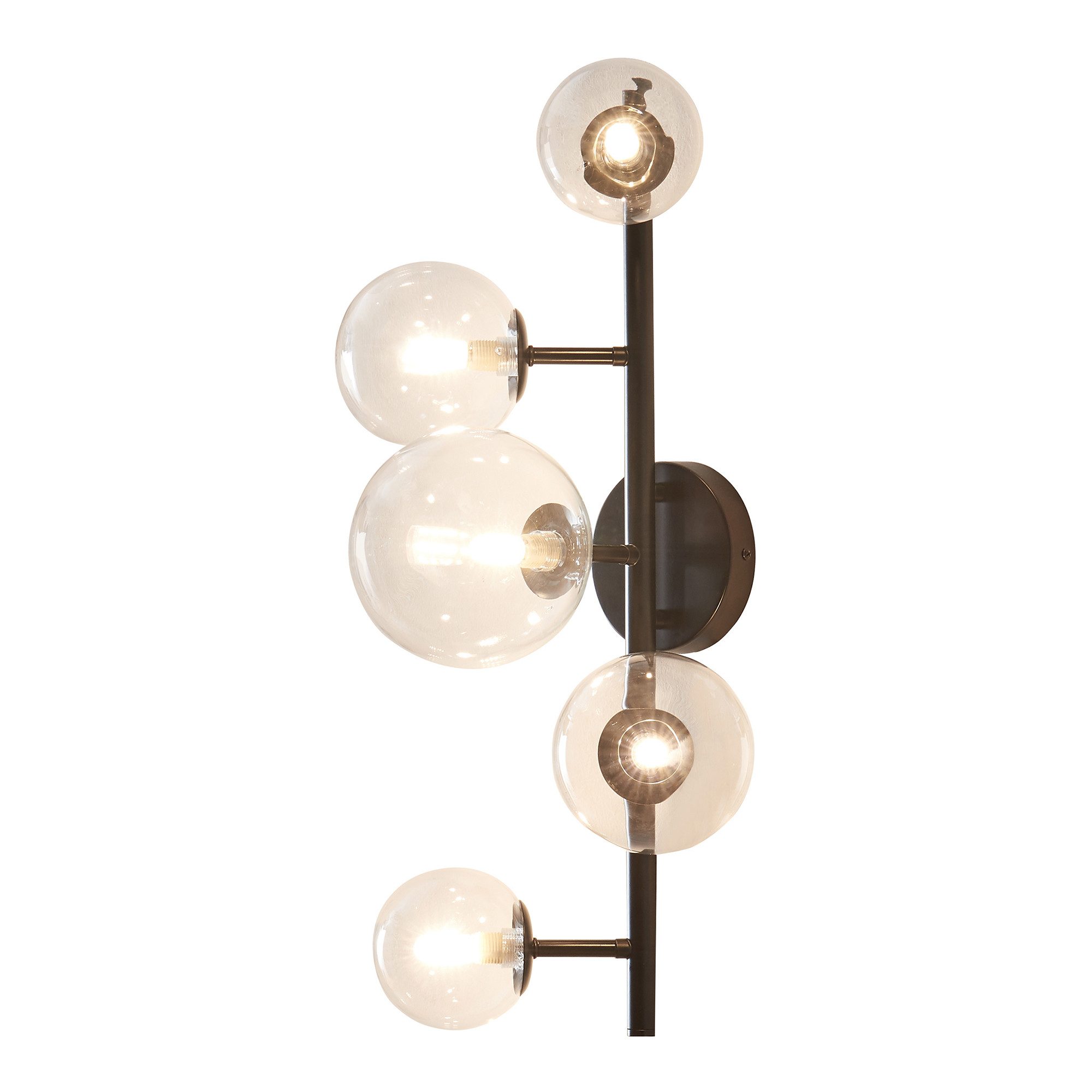 lux.pro Wandleuchte, ohne Leuchtmittel, »Makkor« 5-flammig Metall und Glas 62x35x24 cm Schwarz