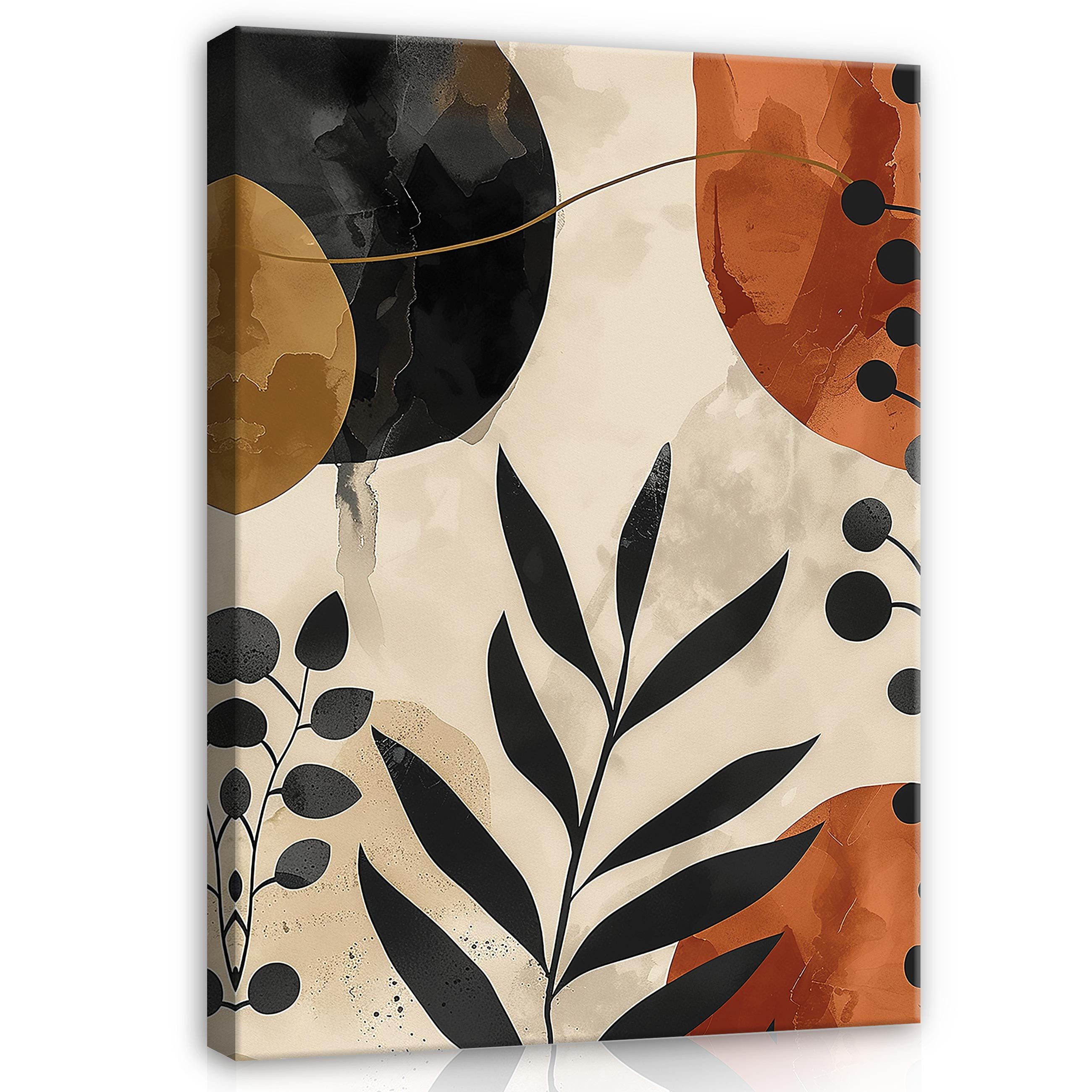 Wallarena Leinwandbild Blätter Abstrakt Boho Art Kunst Wandbild XXL Leinwan günstig online kaufen