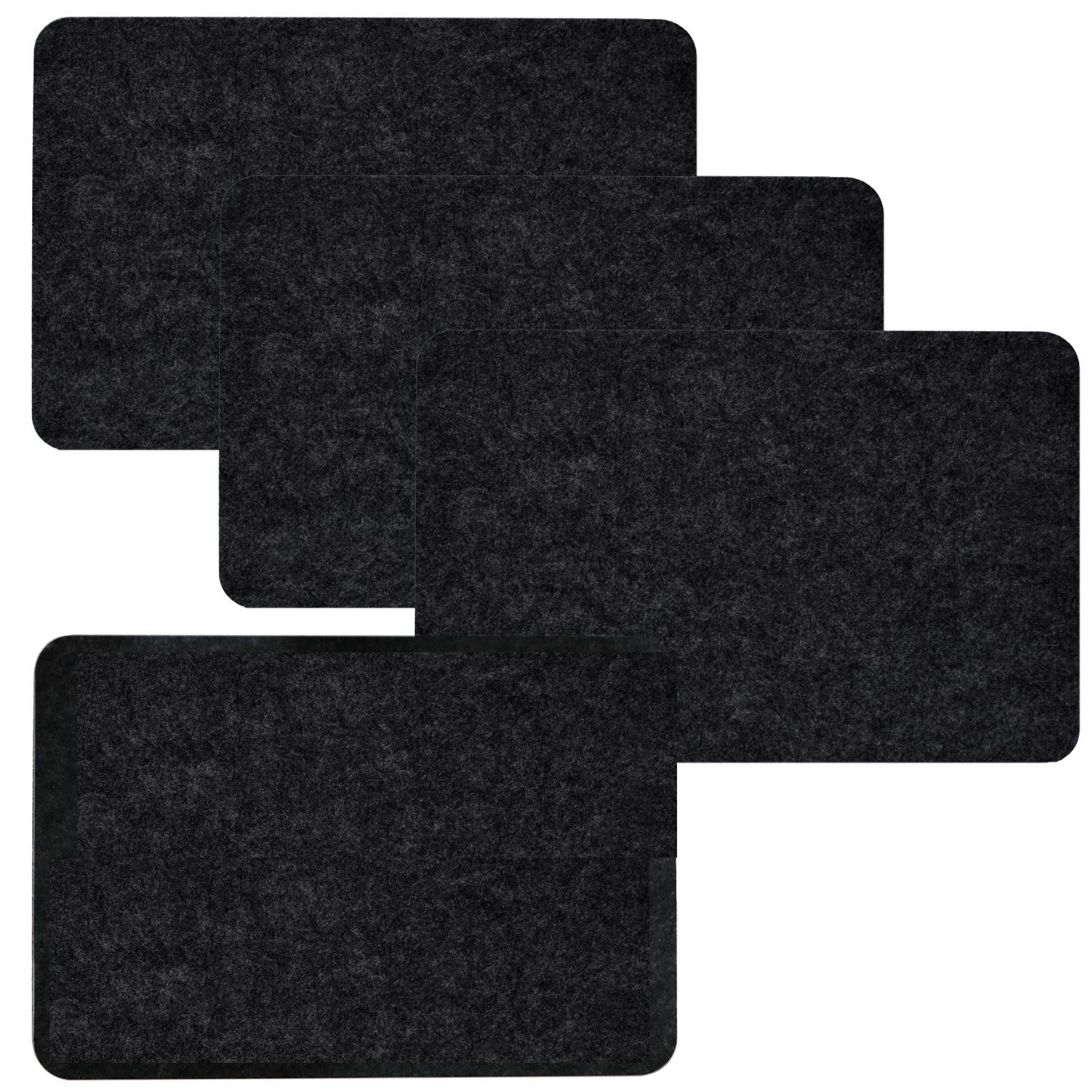 DuneDesign Platzset 4 Extra-Dicke Tischsets Filz Grau - Edle Tischunterlagen - Abwaschbar, 43 x 30 x 0,5 cm Platzdeckchen Rechteckig - Filzunterlagen Esstisch