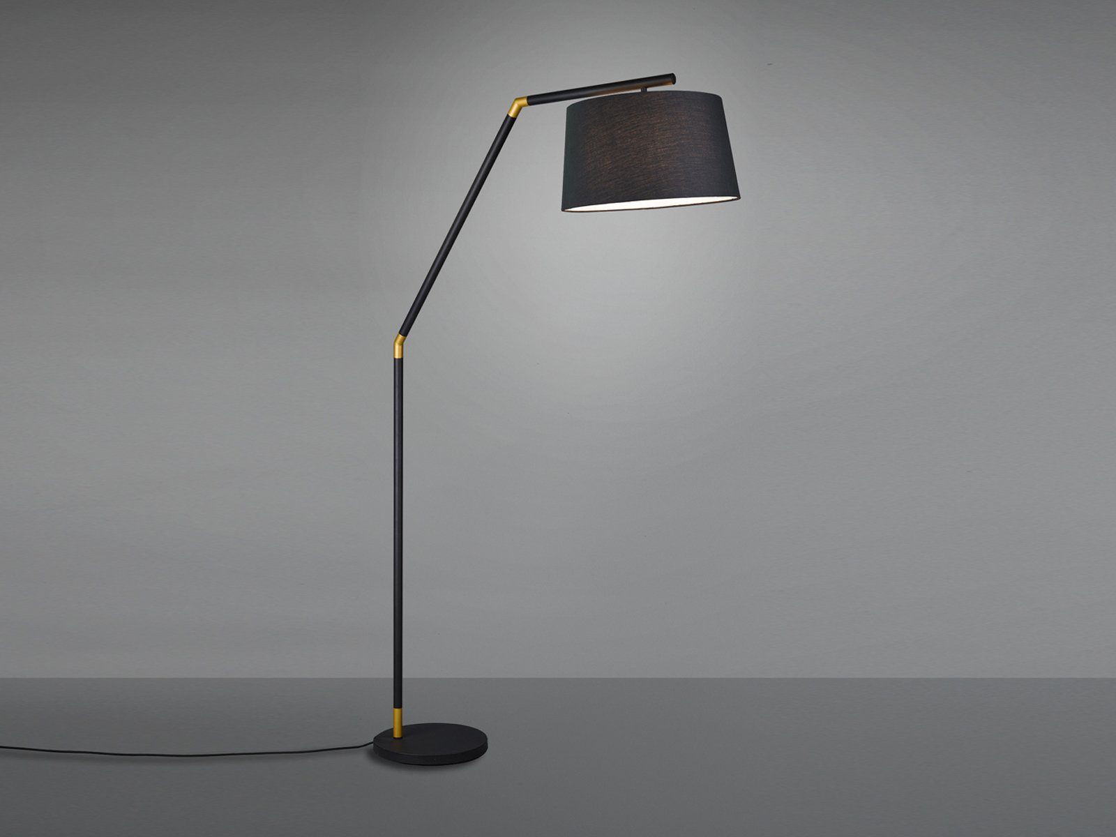 TRIO Leuchten LED Bogenlampe, Dimmfunktion, LED wechselbar, Warmweiß, Bogen-stehlampe gebogen für Lese-ecke mit Stoff Lampenschirm, H: 175cm