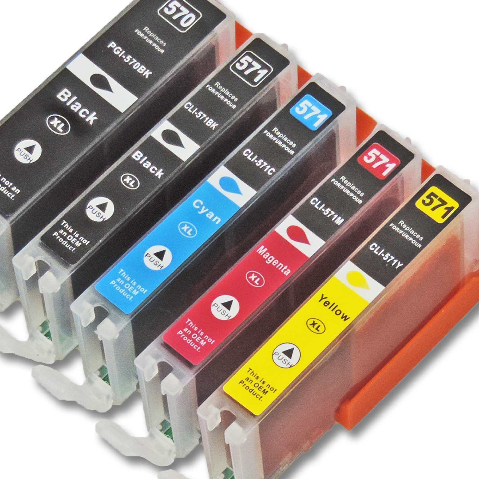 Kompatibel Canon PGI-570 XL, CLI-571 XL, 0318C004AA Multipack 5-Farben Tintenpatrone (für Canon Pixma MG 5753 und weitere)