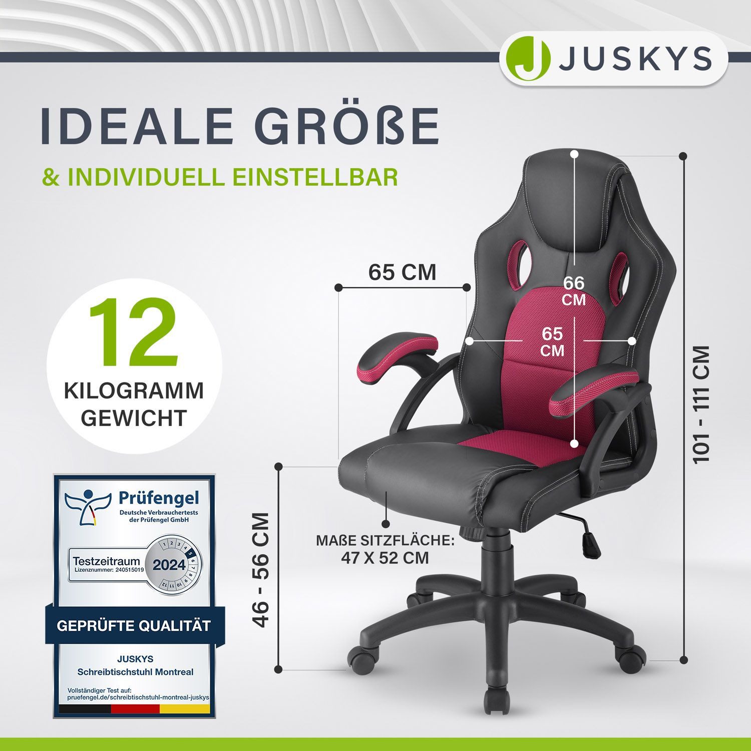Juskys Gaming-Stuhl Montreal, Ergonomisch geformte Sitzfläche, günstig online kaufen