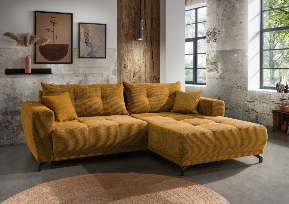 Myhomelando Ecksofa Cord Renegade L-Form, Elektrofunktion, 246 x 177 cm, Cord Ecksofa L-Form mit elektronischer Sitzverbreitung