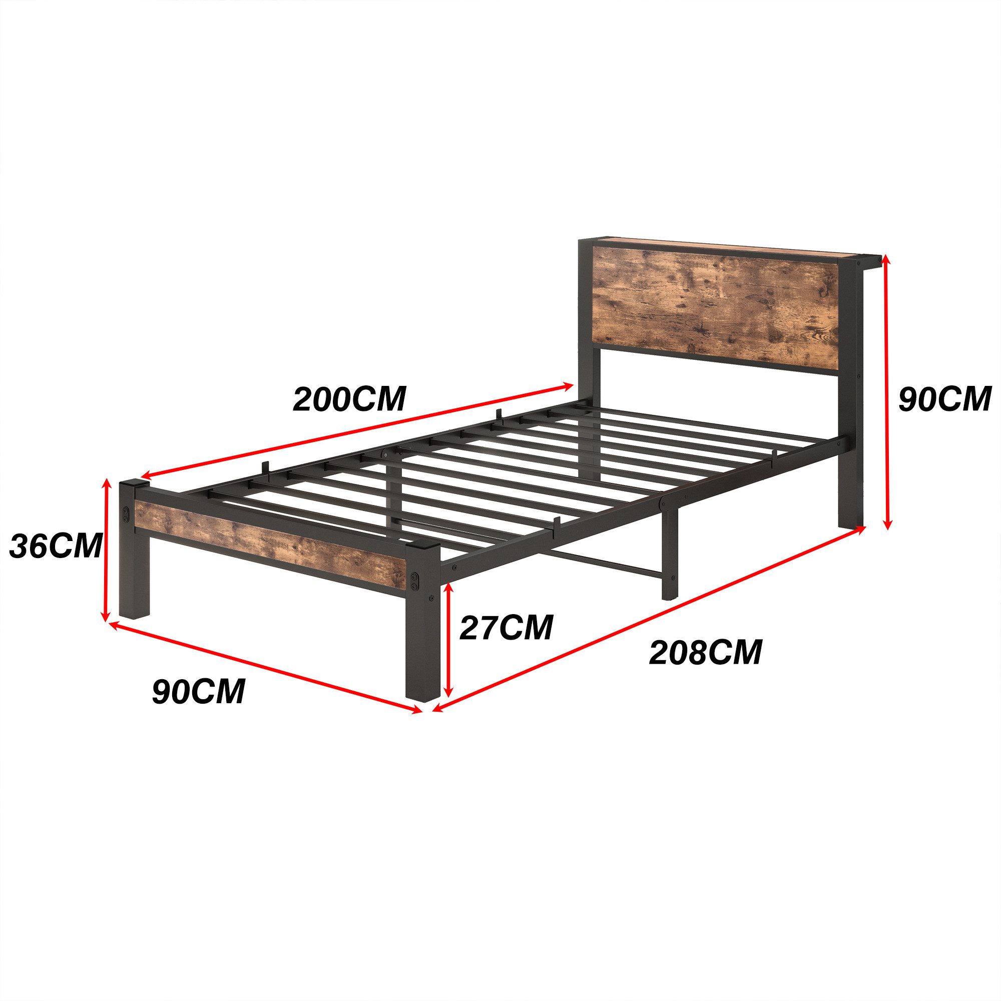 HOMERECOMMEND Metallbett mit MDF-Kopfteil, Lattenrost, modernes günstig online kaufen
