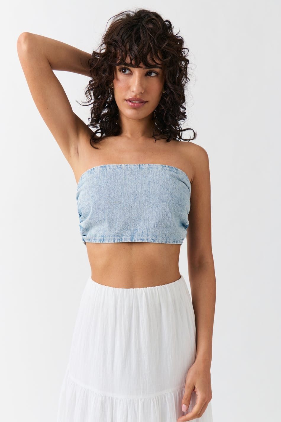 Gina Tricot Tubetop - Trendiges Gina Tricot Smock Denim Tube Top
