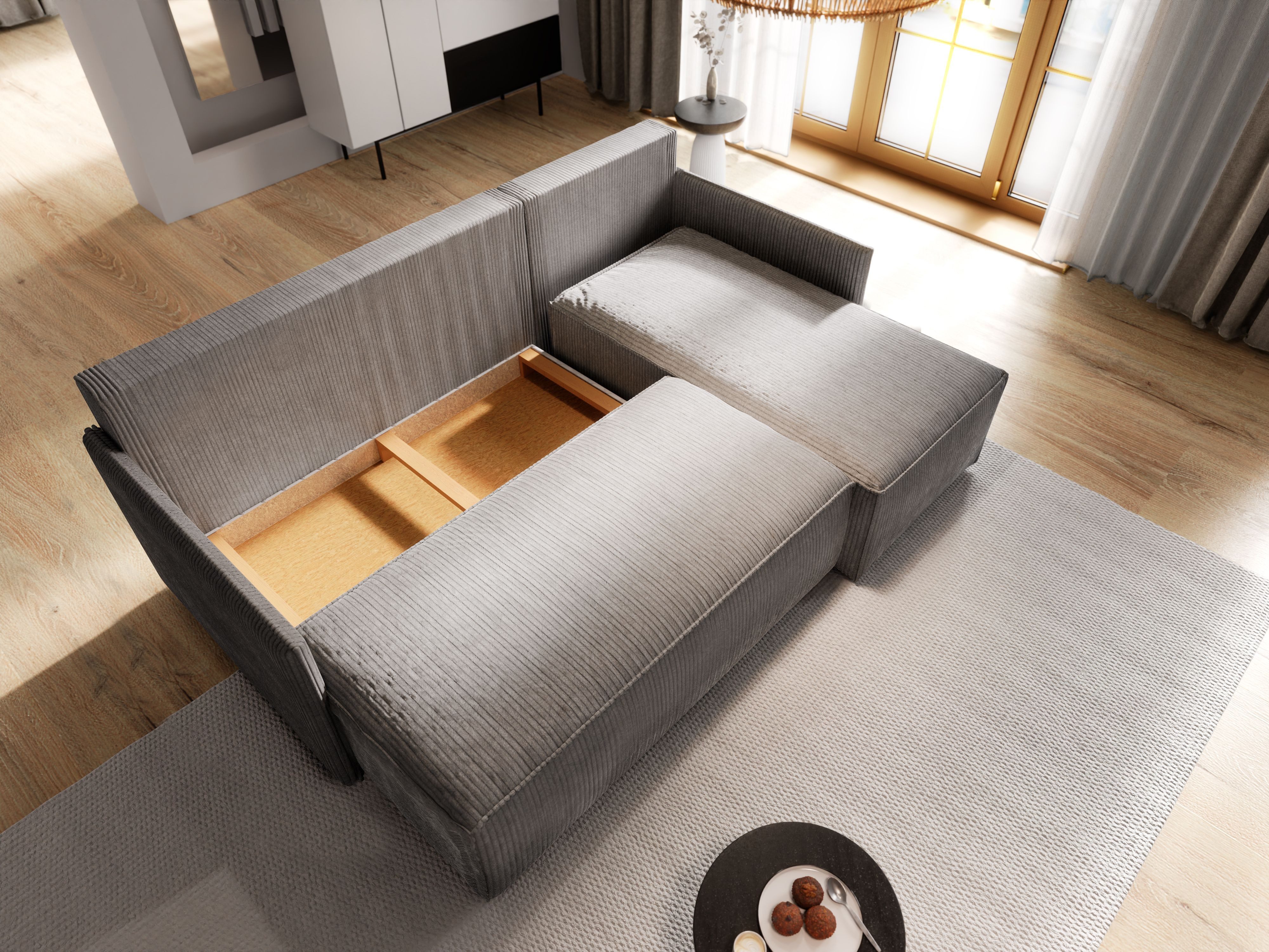 Masseno Ecksofa PERUSI mit Schlaffunktion L-Form, Sofa mit Bettkasten