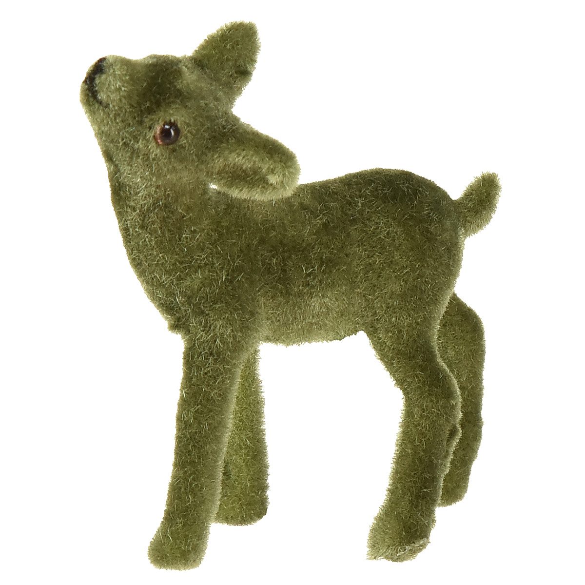 Florists Products Weihnachtsmann Weihnachtsdeko Rehfigur Set Grün Samt Beflockt Reh mit Kitz, 4 Stück