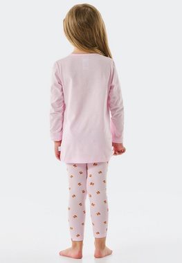 Schiesser Pyjama "Natural Love" (2 tlg) vorn mit süßem Teddy-Motiv samt schraffiertem Herz