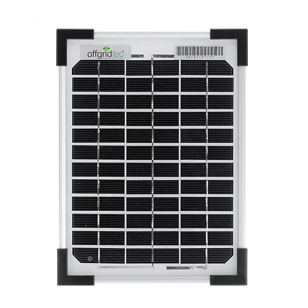 offgridtec Solarmodul Solarpanel, Monokristallin, 12V, 5W, 250x180x25mm, 5 W