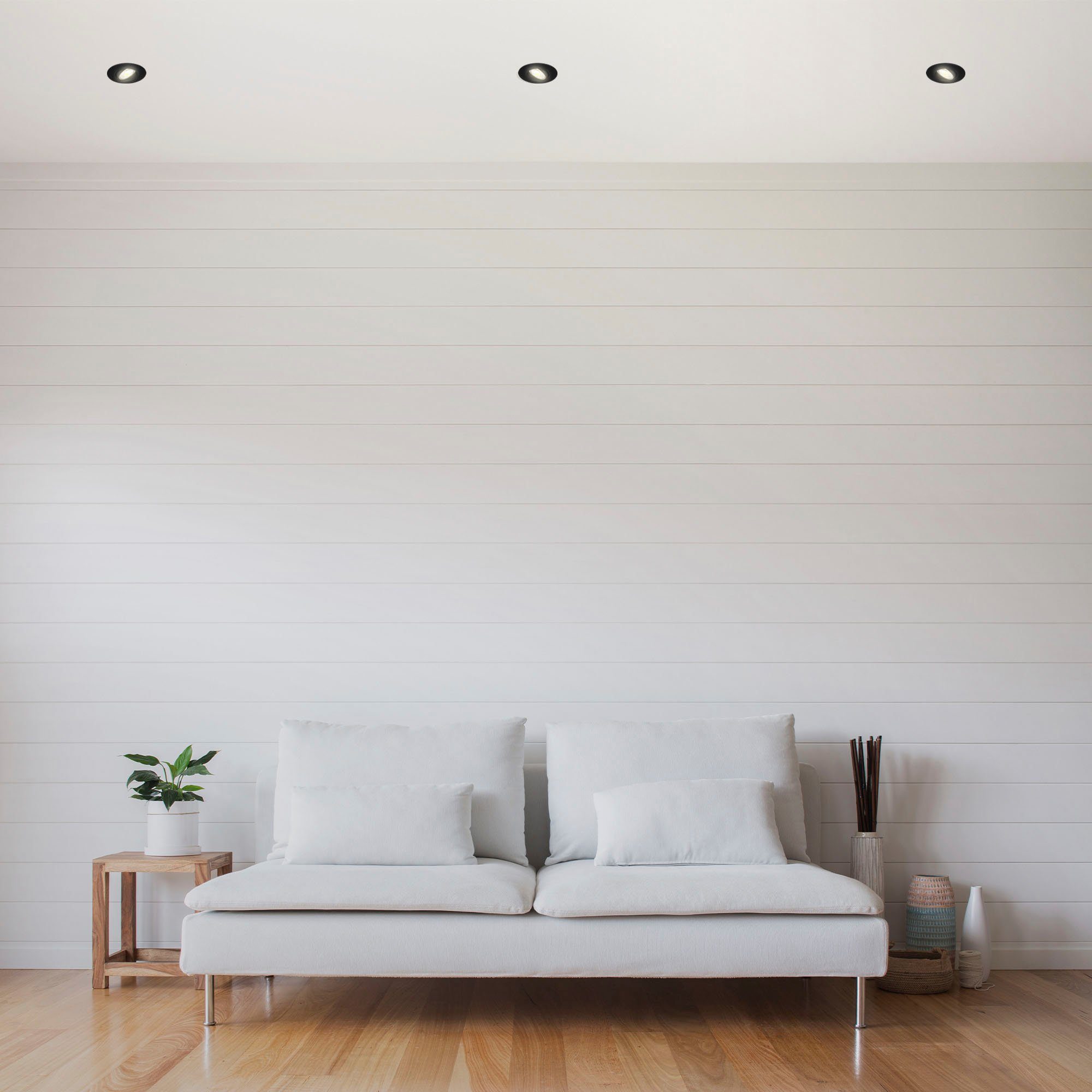 Briloner Leuchten LED Einbauleuchte 7048035 KULANA, LED fest integriert, Warmweiß, 3er Set, ultraflach, schwenkbar, stufenlos dimmbar, schwarz