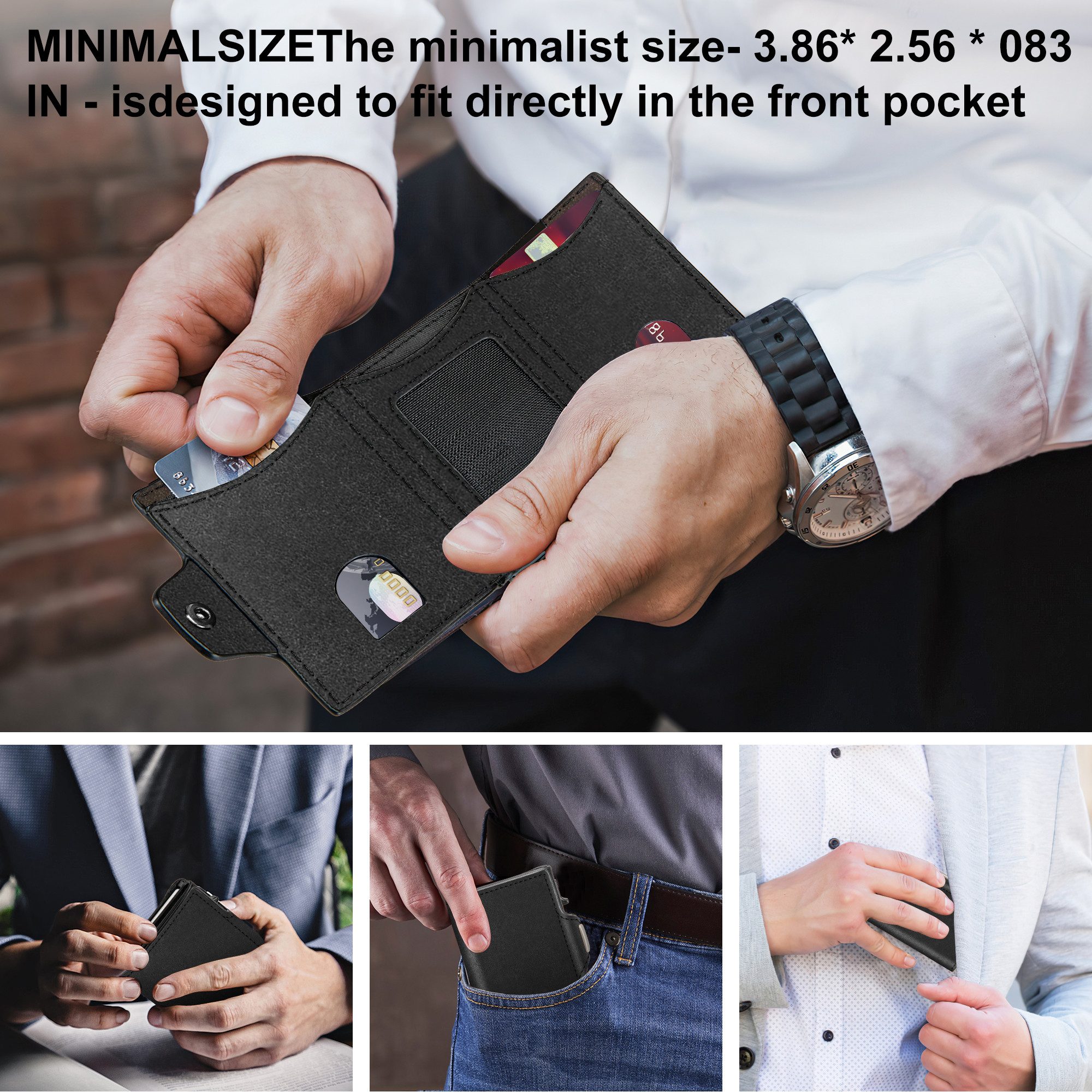 ibettertec Geldbörse Geldbörse Herren mit RFID Schutz, Portmonee Airtag Slim Wallet (Große Kapazität Pop-up Portmonee AirTag für 12 Karten & 2 Ausweis,RFID Geldbörse Smart Wallet for Men mit Münzfach,Schwarz( AirTag ist nicht im Lieferumfang enthalten)