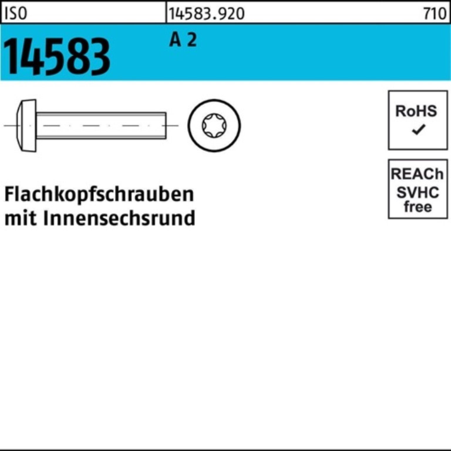 200er ISR 14583 ISO 50 1 Stück 200 Reyher M8x Schraube A 2 Flachkopfschraube ISO Pack