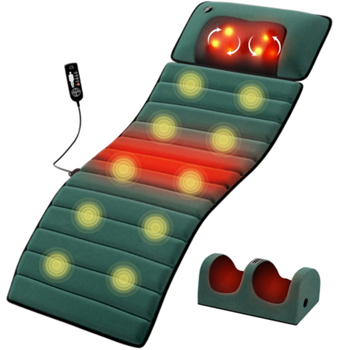 Novzep Massagekissen Elektrisches Massagekissen für Schultern, Nacken, Rücken &Hüfte, mit Memory-Schaum, 150 × 40 × 3 cm, Heizfunktion