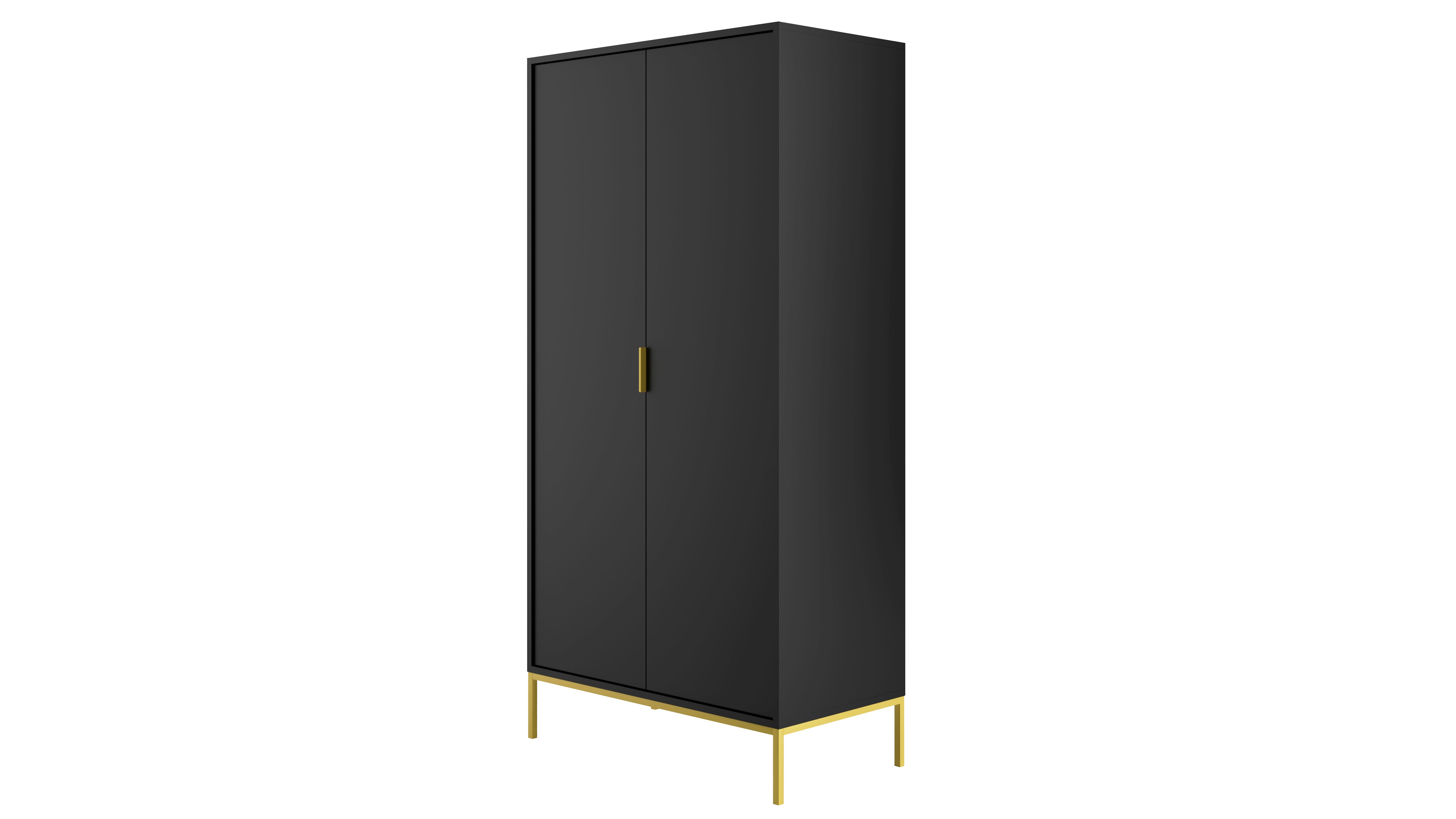 Raumhirsch Furniture Kleiderschrank Austin 100x55x205 cm (Einzelmöbel, Drehtürenschrank mit Regal und Kleiderstange) modernes Design, funktional & langlebig, elegantes Finish