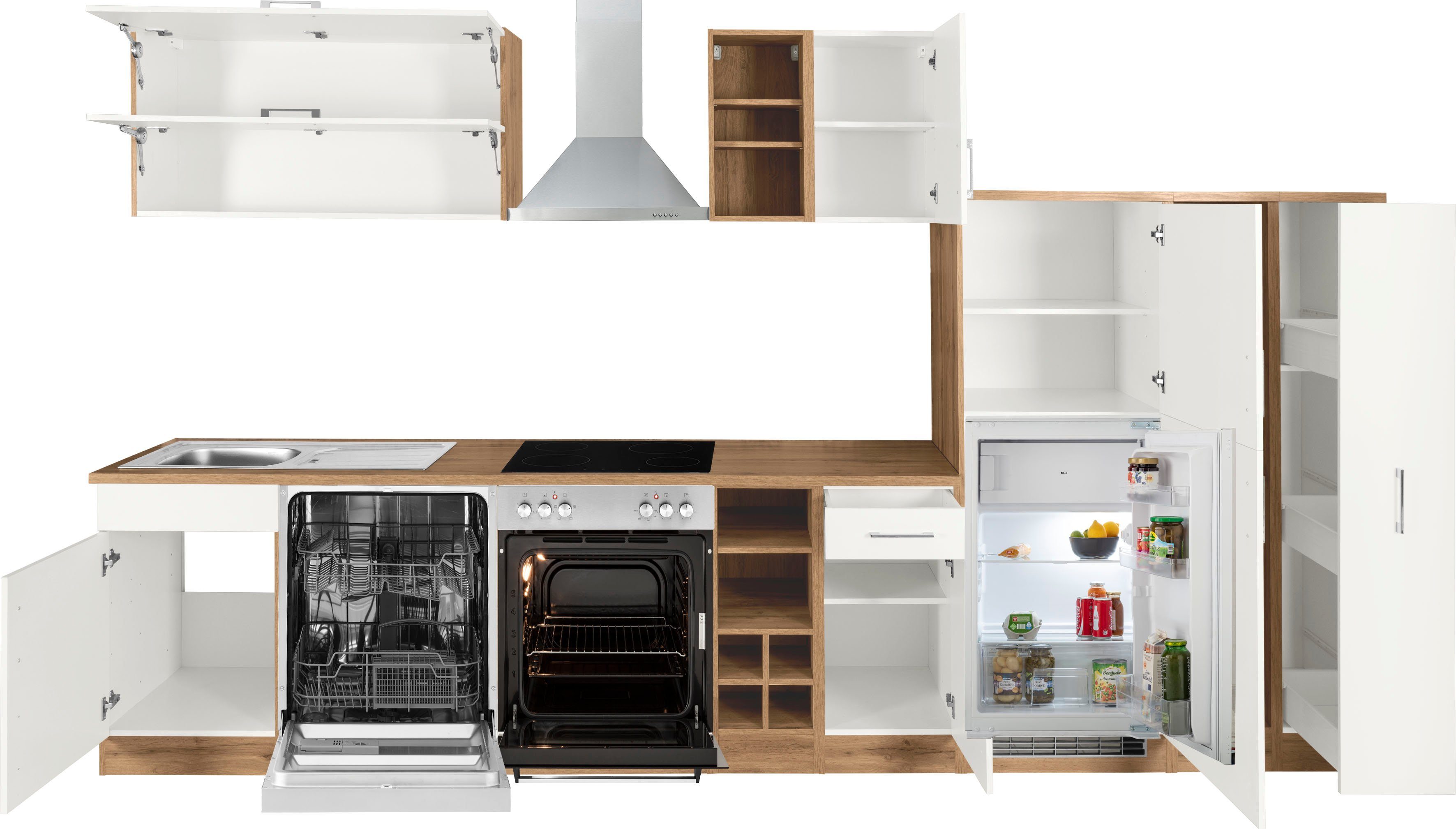 KOCHSTATION Küchenzeile KS-Colmar, mit E-Geräten, Breite 360 cm