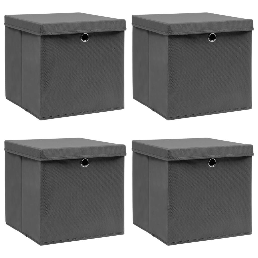 Aufbewahrungsbox Aufbewahrungsboxen mit Deckel 4 Stk Grau 323232 cm Stoff
