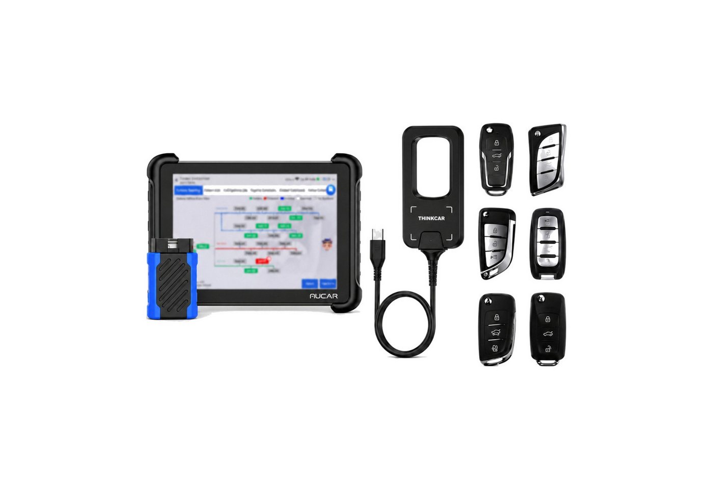 MUCAR Kfz-Diagnosegerät Profi OBD2 Diagnosegerät J2534 ECU-Codierung 35+ Servicefunktionen, Komplett-Set, Profi-Set, Vollsystemdiagnose, …