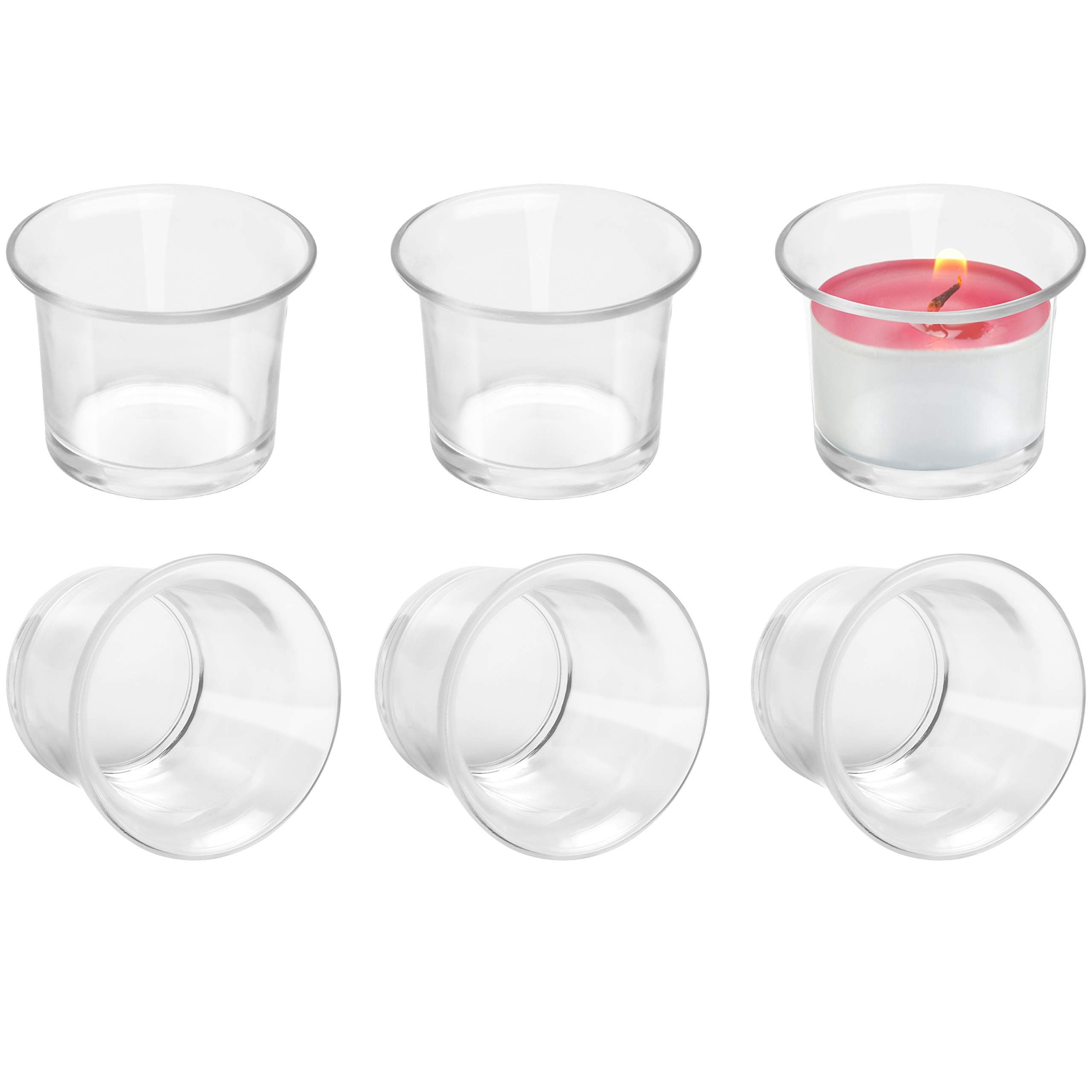 Becheruntersetzer Transparent Glass Tealight Holders (6 pcs) - Candle Jars 4.5 x 4.5 cm