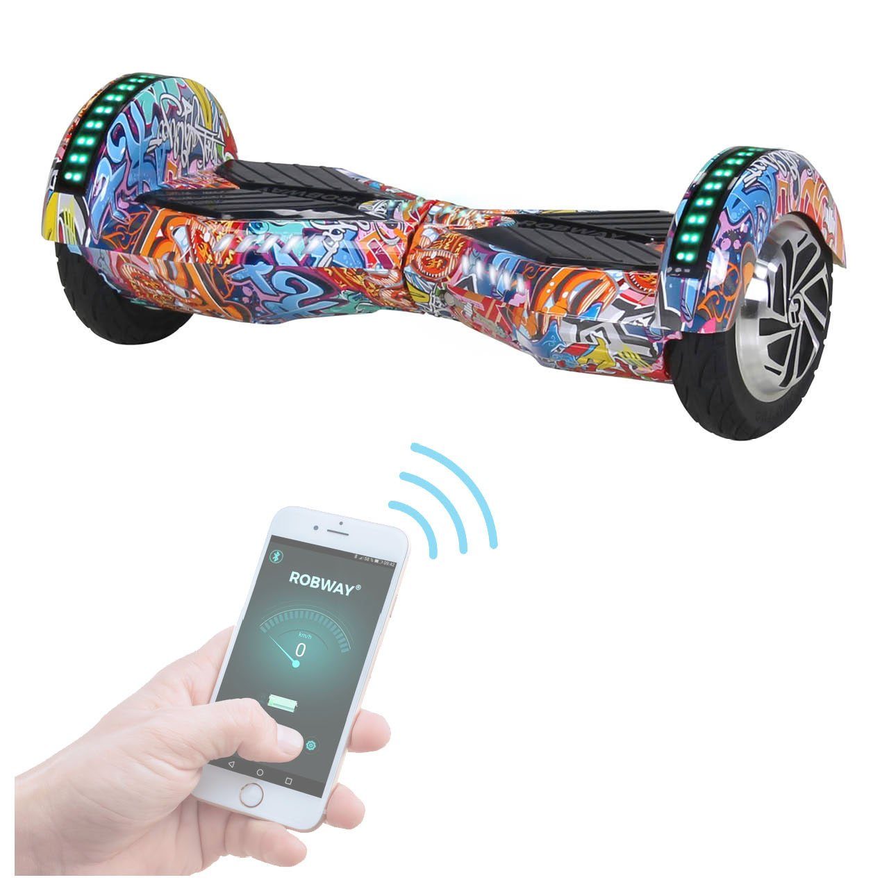 Robway Balance Scooter Hoverboard W2 inkl. Samsung Akku 8 inkl. integrierte Lautsprecher 700 00 W 15 00 km h 1 tlg Self Balance Scooter Bluetooth Robway App LED Gyrosensoren