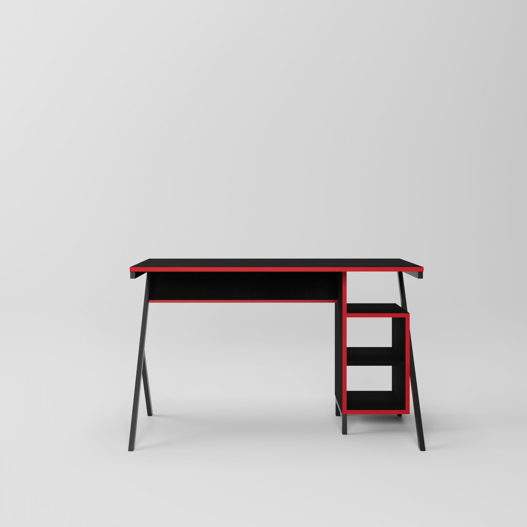 BDR Smart Home Art Schreibtisch Meruda Schreibtisch mit Metallfüßen Schwarz, Rot Stabil & Modern